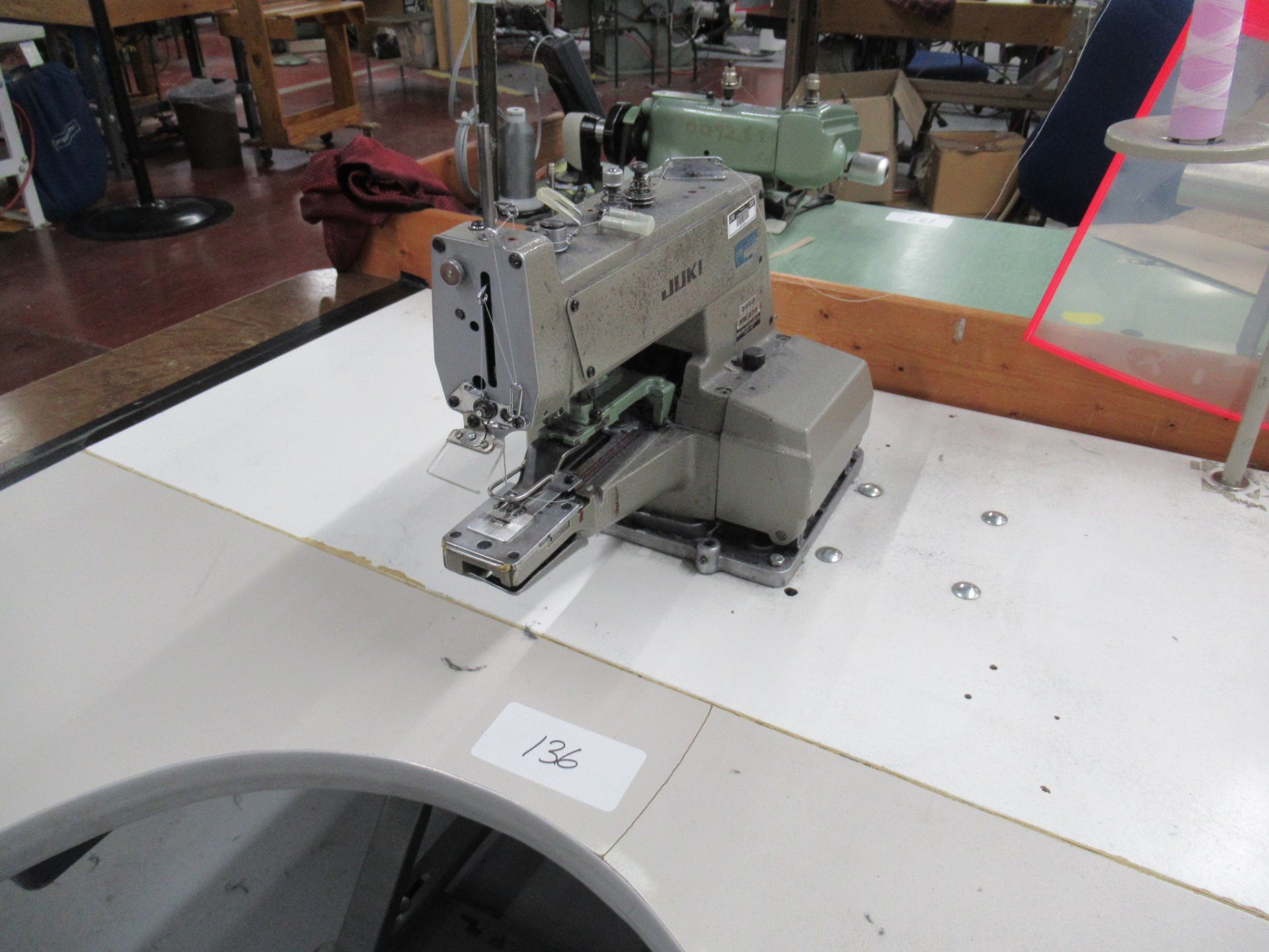 Juki Model MB-373 (S/N: 373052995) Button Sewing Machine and Table