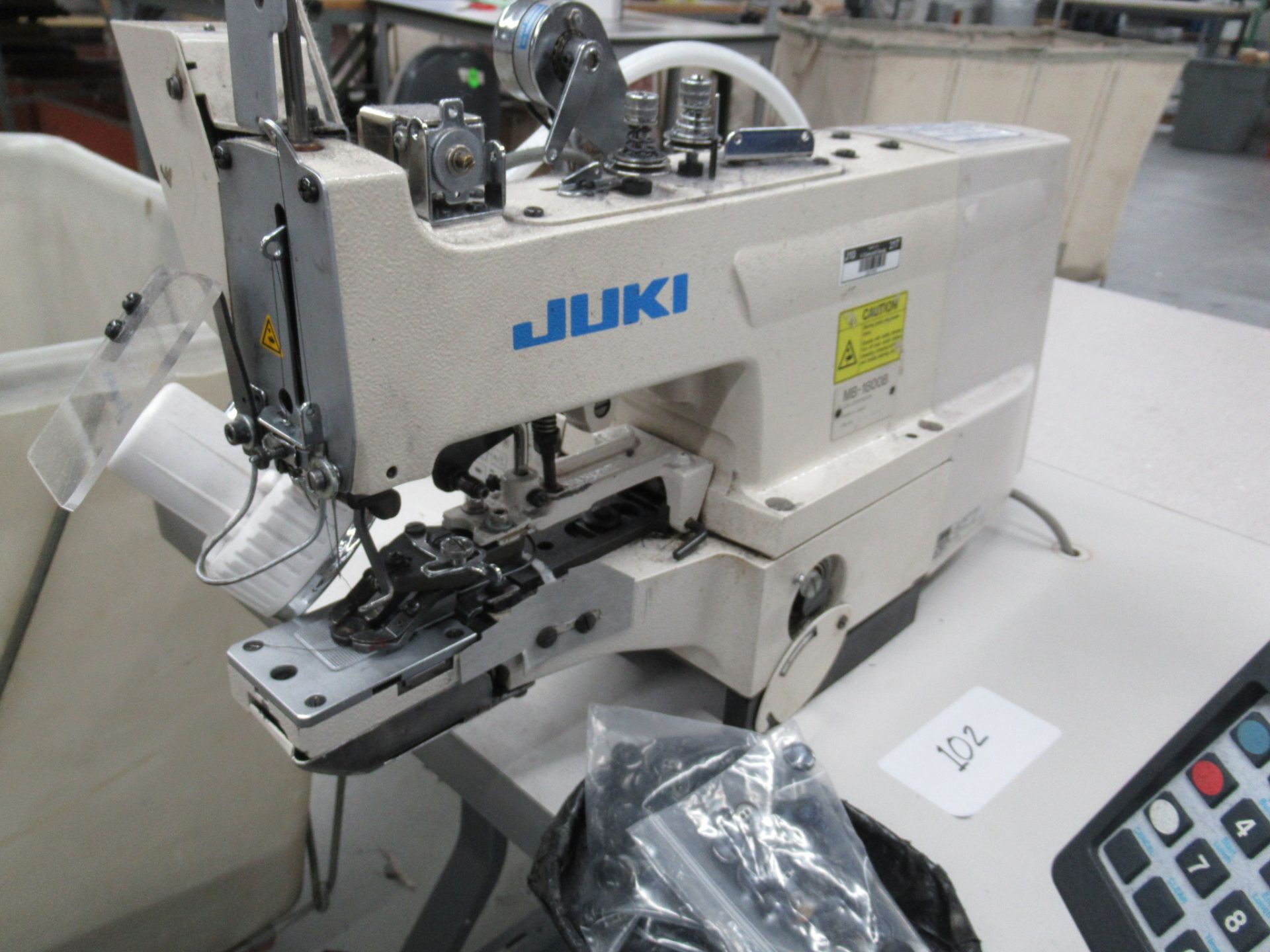 Juki Model MB-1800B (S/N: 2M2ZG00022) High Speed Single Thread Button Sewing Machine