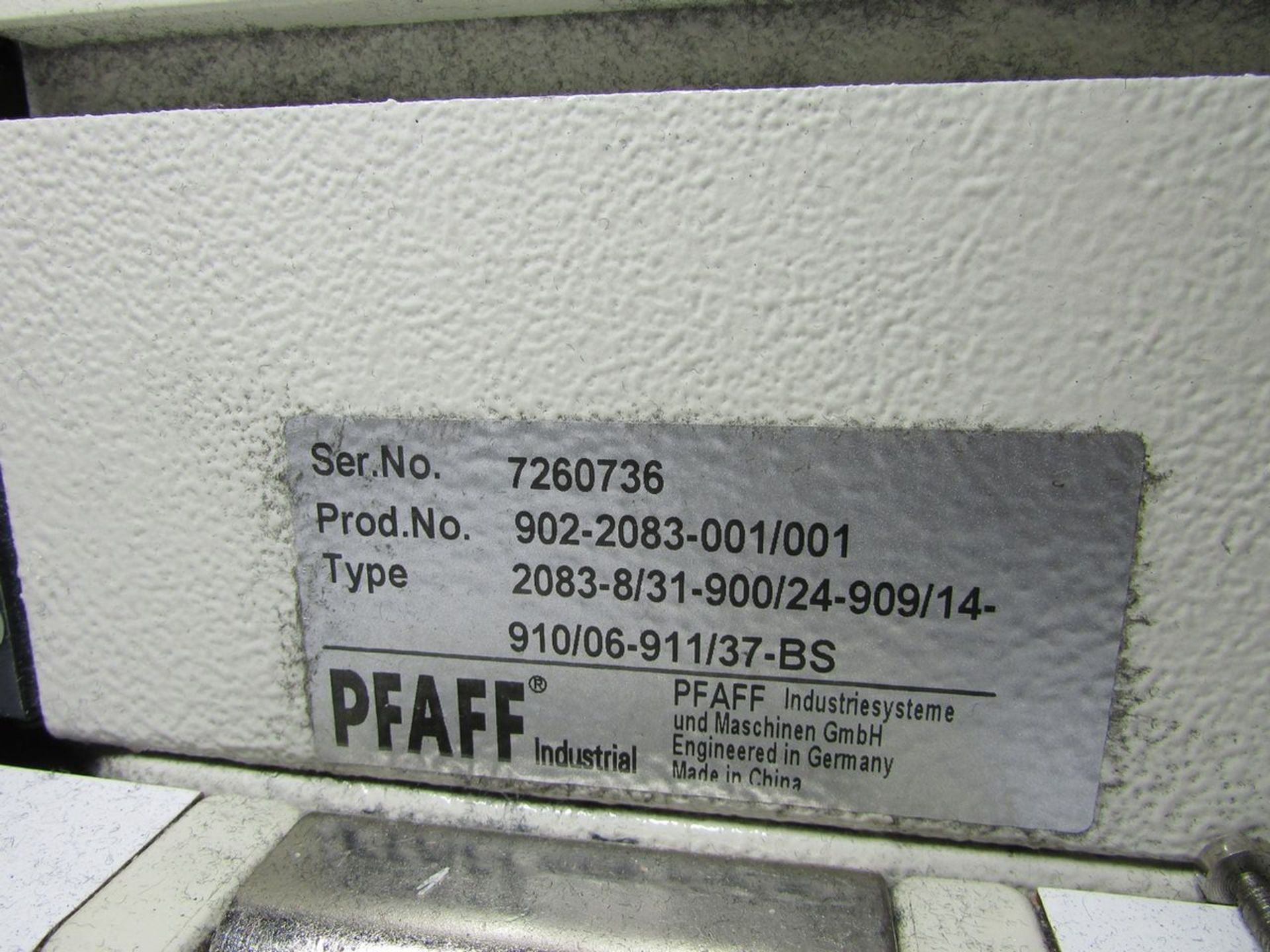 Pfaff Model 2083-8/31-900/24 (S/N: 7260736) Single Needle Lockstitch Sewing Machine, Back Tack, - Image 11 of 11