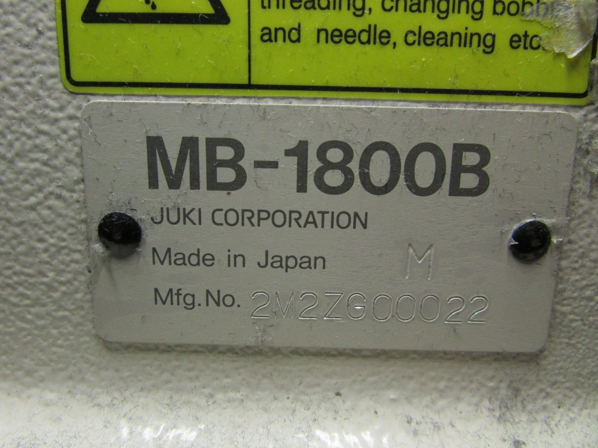 Juki Model MB-1800B (S/N: 2M2ZG00022) High Speed Single Thread Button Sewing Machine - Image 11 of 11