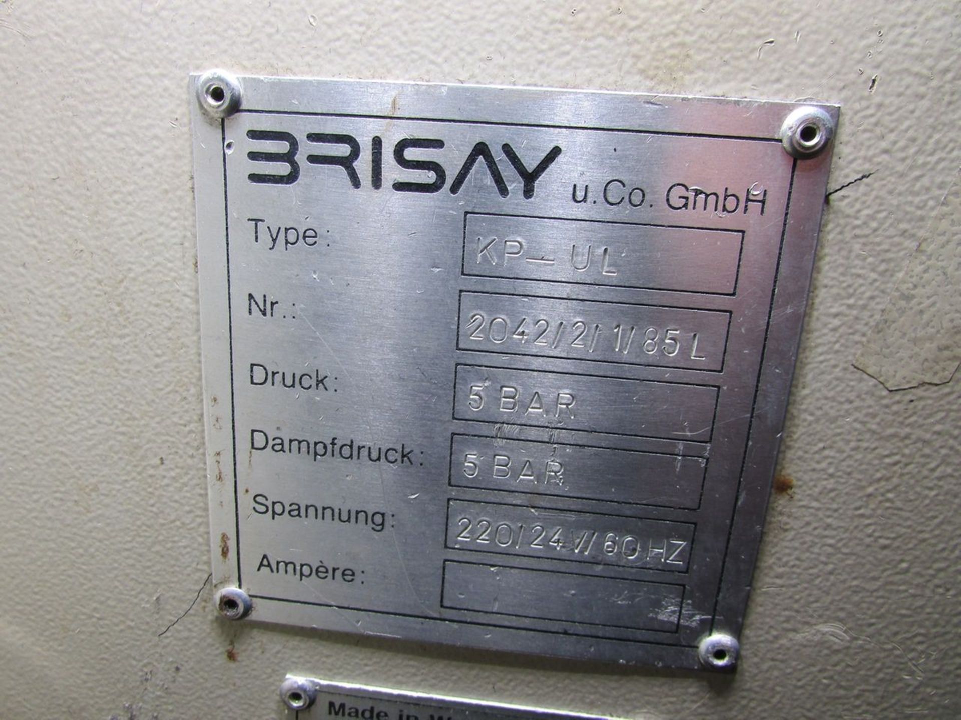 Brisay Model KP-UL (S/N: 2042/2/1/85L) Facing Edge Press - Image 8 of 8