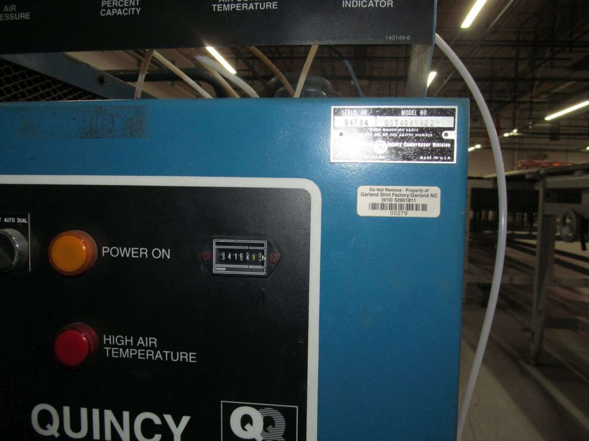 Quincy 40-HP Model QST-40ANA22H Air Compressor, S/N: 94784; with 34,000 Hrs. (at Time of - Image 3 of 5