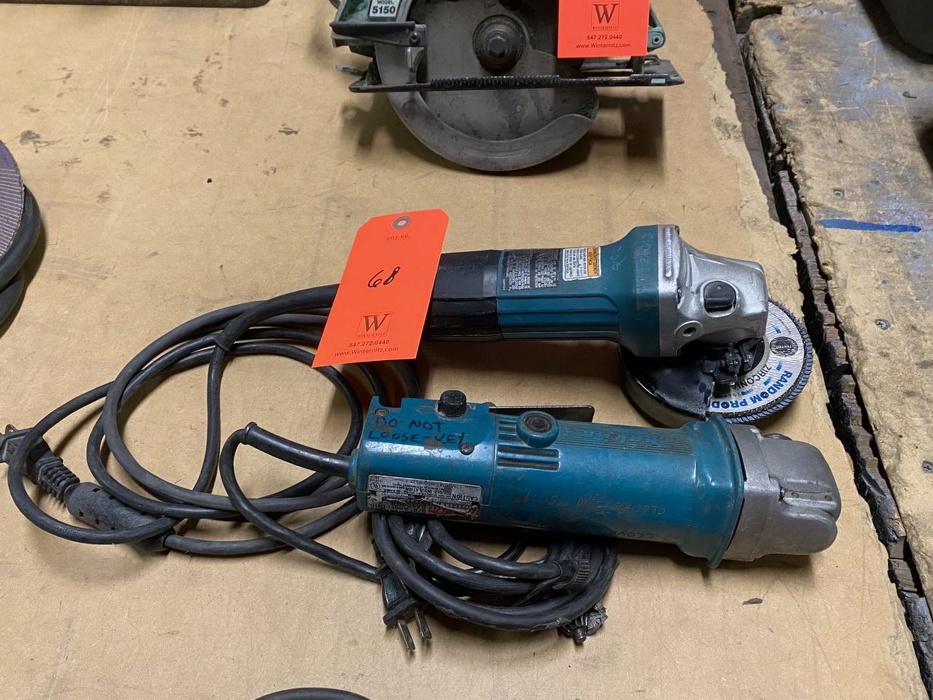 Lot - (2) Makita 3/8 in. Electric Power Angle Drills; 0-1,100 RPM, 50/60-Hz, 115-V