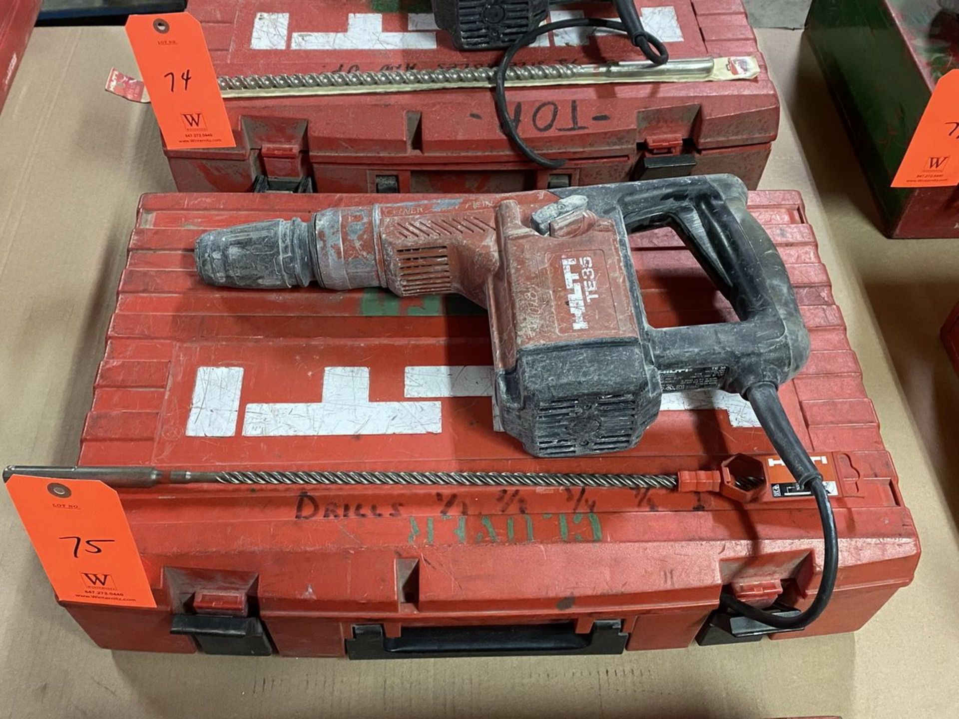 Hilti 1/4 in. Model TE-35 Rotary Hammer; 120-V, AC, with Hilti 1/2 in.-21 Drill and Carrying Case