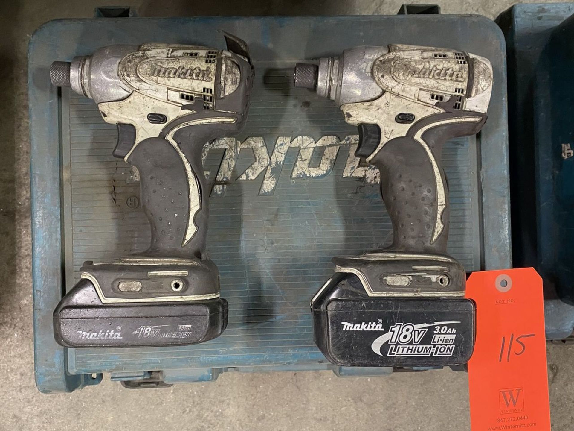 Lot - (2) Makita 18-V Cordless Impact Driver; with (4) 18-V Batteries; (2) Battery Chargers, and (2) - Image 2 of 2