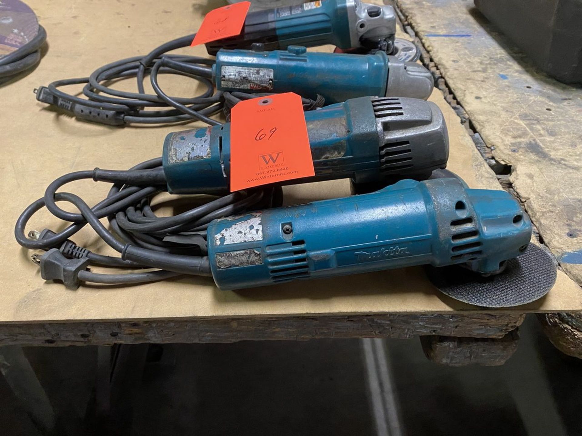 Lot - (2) Makita 3/8 in. Electric Power Angle Drills; 0-1,100 RPM, 50/60-Hz, 115-V