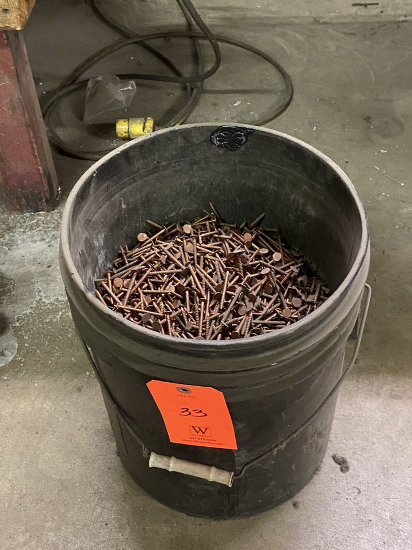 Lot - Copper Nails in 5-Gallon Plastic Bucket