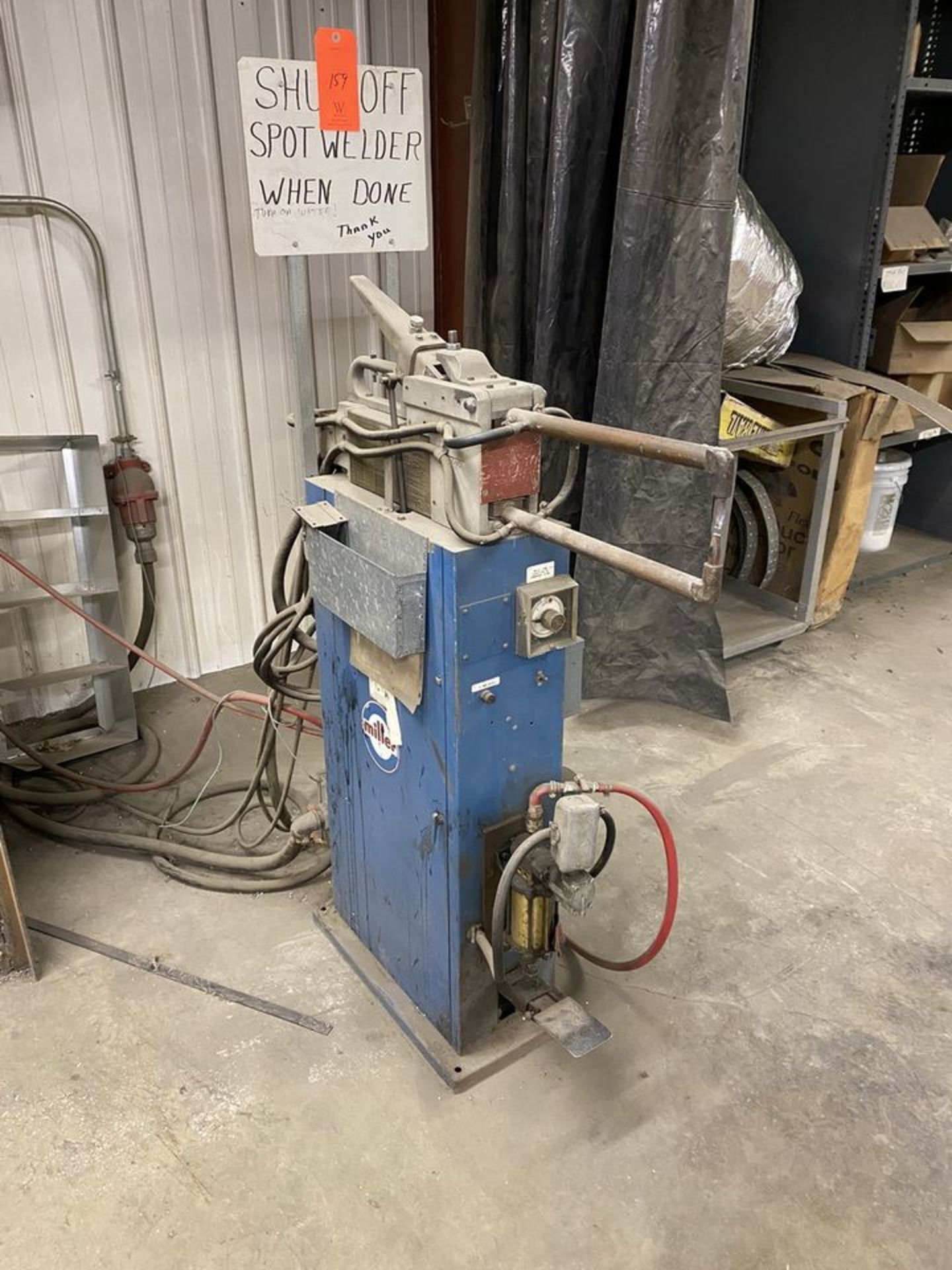 Miller 20-KVA Model MPS 20FT Spot Welder, S/N: HF834782; with 14-1/2 in. Throat, 230-V, 60-Cycle,