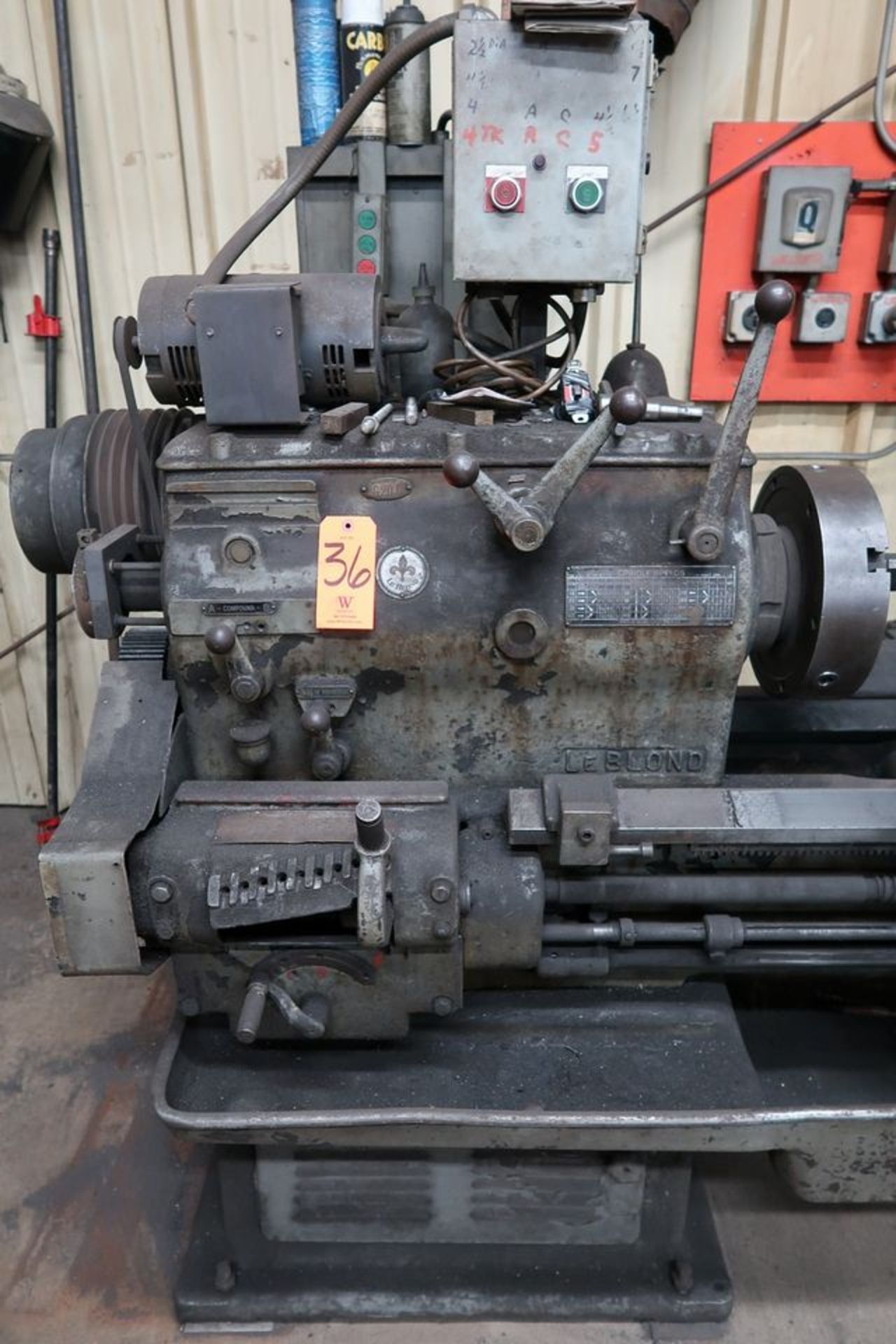 LeBlond Engine Lathe, S/N: 7955 (Retrofitted as a Welding Lathe); with 12 in. 3-Jaw Chuck, - Image 5 of 11