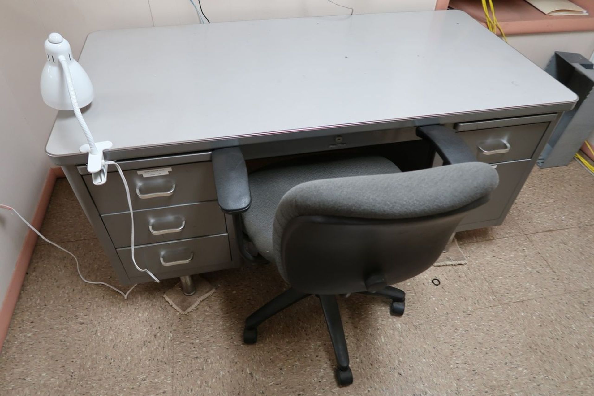 Lot - Office Furniture; (1) Desk, (1) Table, (1) Chair, (1) 3-Drawer Lateral Filing Cabinet, (