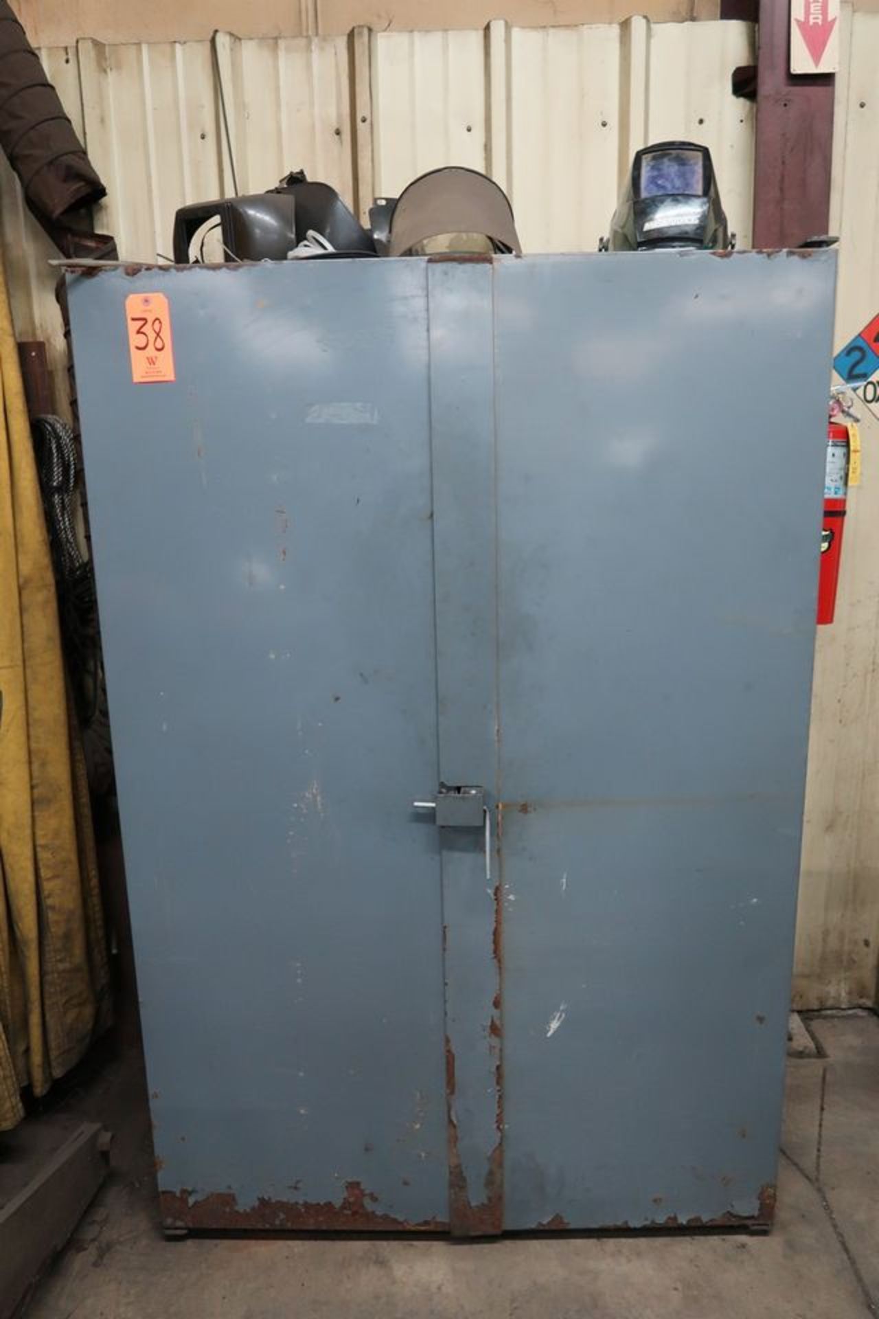 Lot - Heavy Duty Steel 2-Door Cabinet, 48 in. x 24 in. 72 in. with Contents of Welding Electrodes,