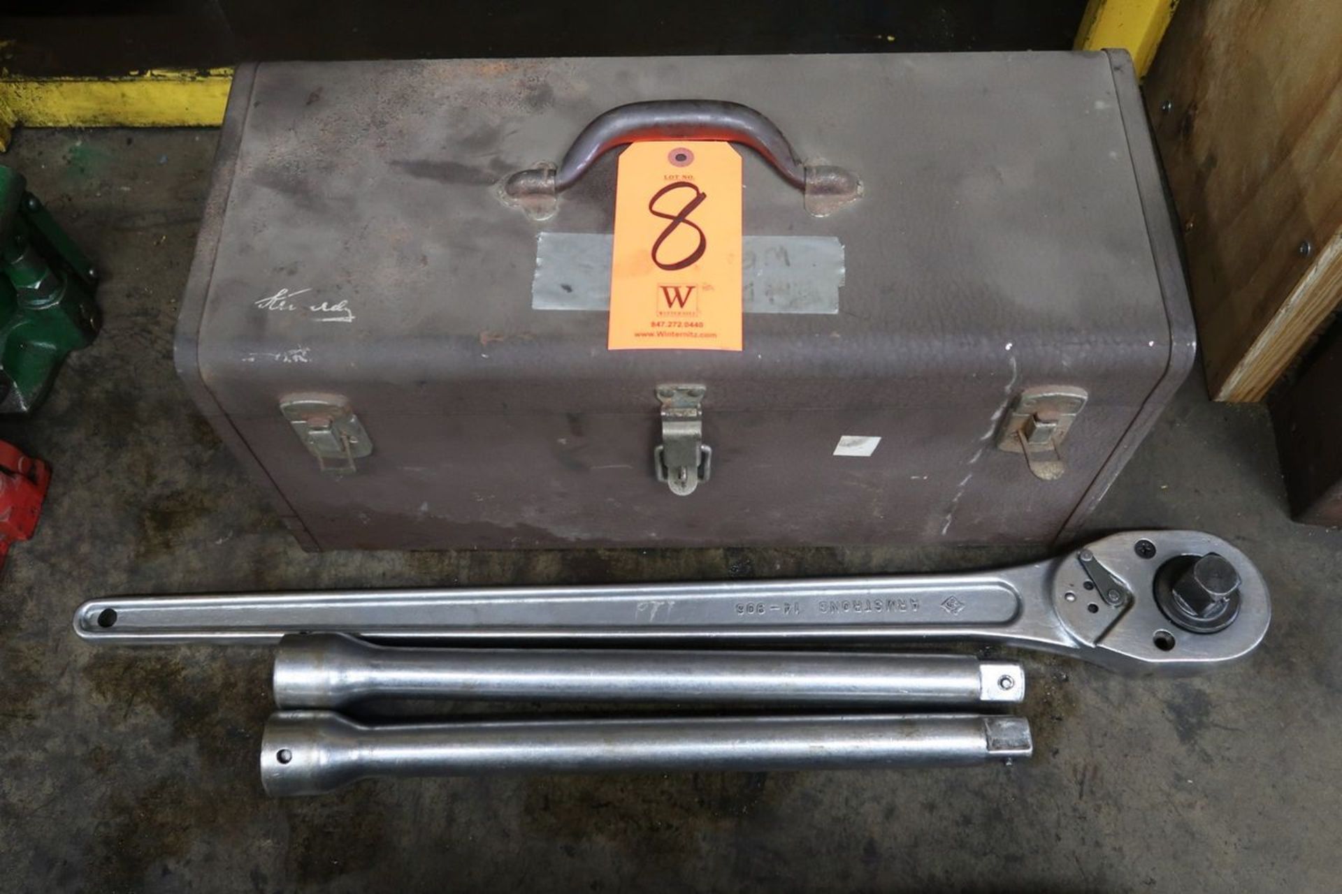 Kennedy Tool Box; with Contents of Assorted 1 in. Drive Sockets, Socket Extensions, & Socket Wrench