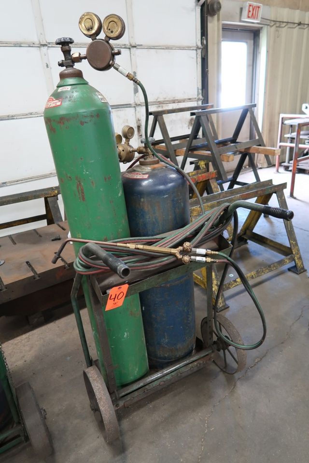 Portable Acetylene Torch Cart; with Related Torches & Gauges (No Tanks)