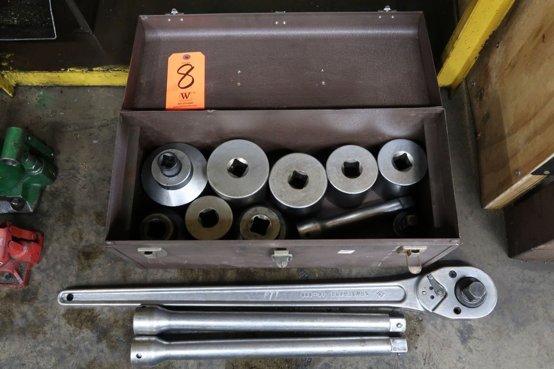 Kennedy Tool Box; with Contents of Assorted 1 in. Drive Sockets, Socket Extensions, & Socket Wrench - Image 2 of 2