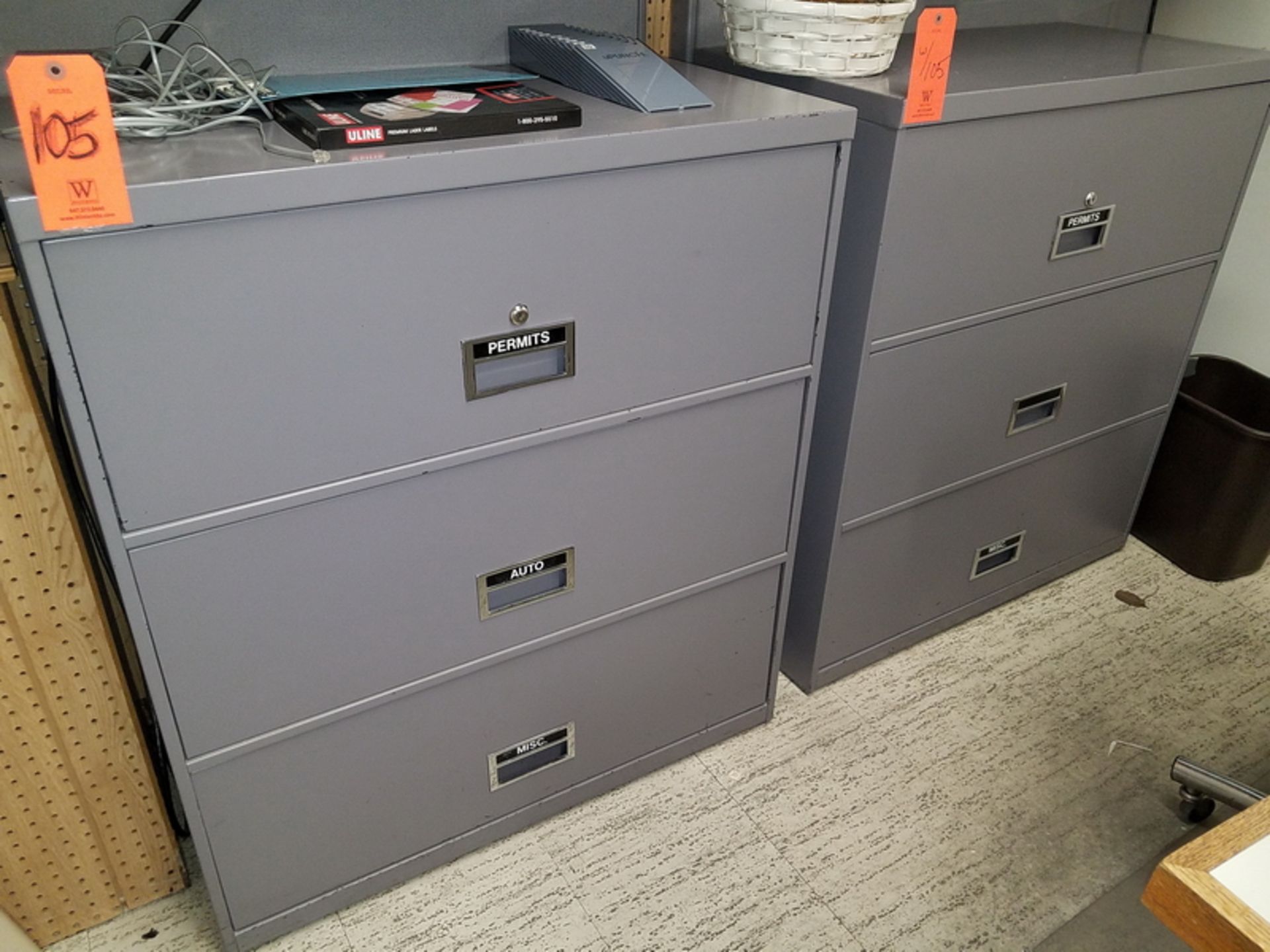 Lot - (2) 3-Drawer Lateral File Cabinets (Gray).