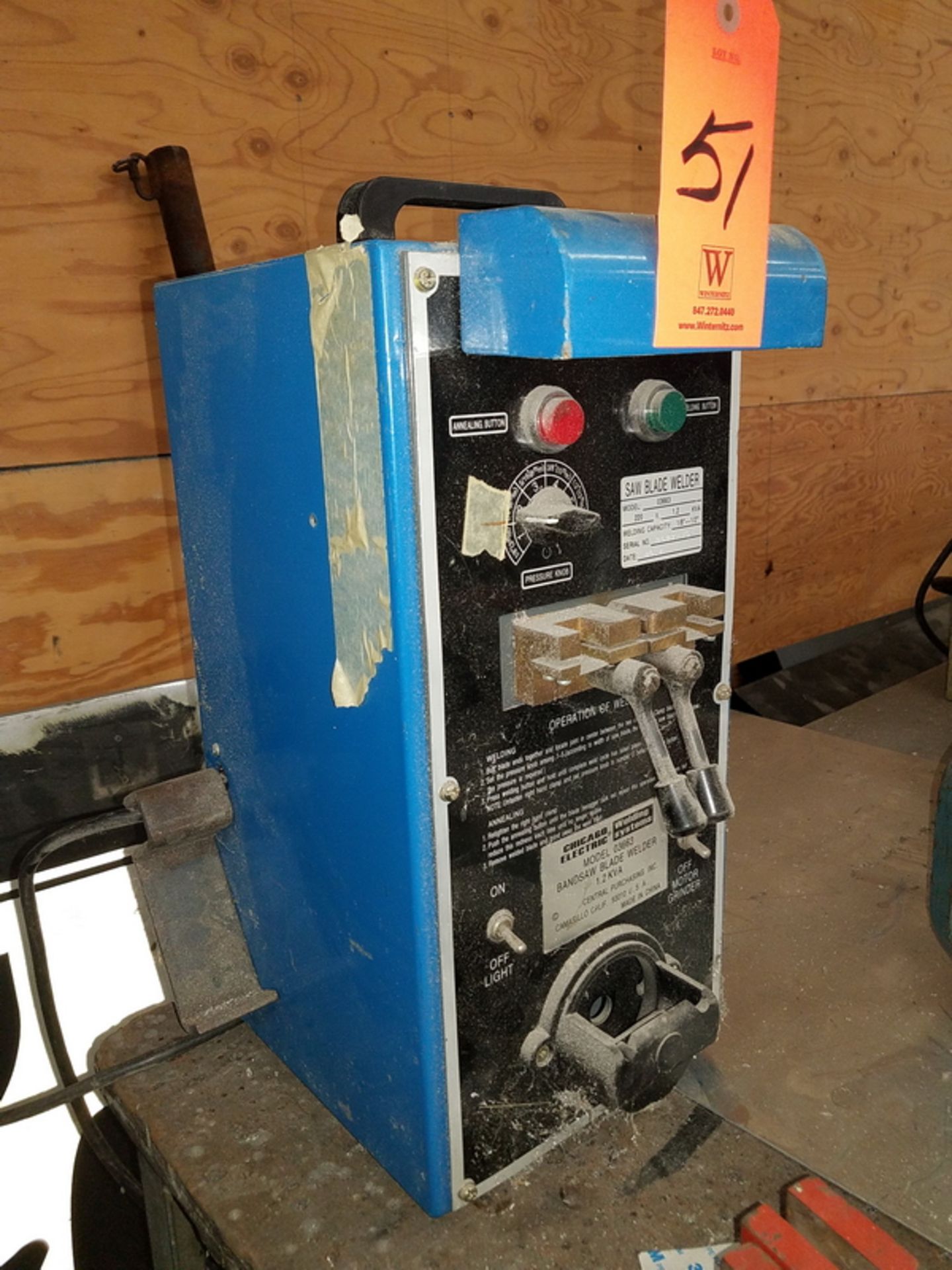 Chicago Electric Model 03663 Bandsaw Blade Welder, S/N: 0607115 (2006); 1.2 KVA, 1/8 in. to 1/2