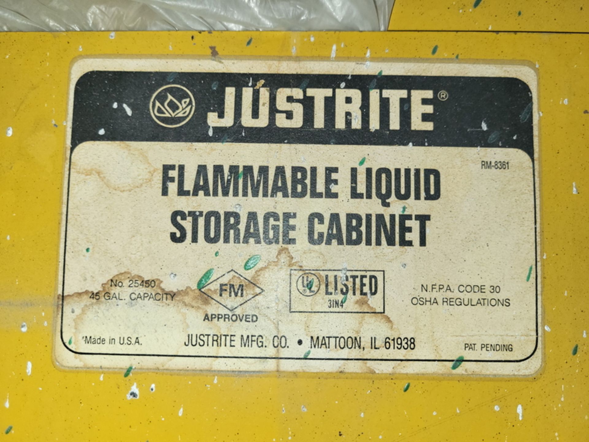 Justrite 45-Gallon Cap. Model 25450 2-Door Flammable Liquid Storage Cabinet - Image 2 of 3