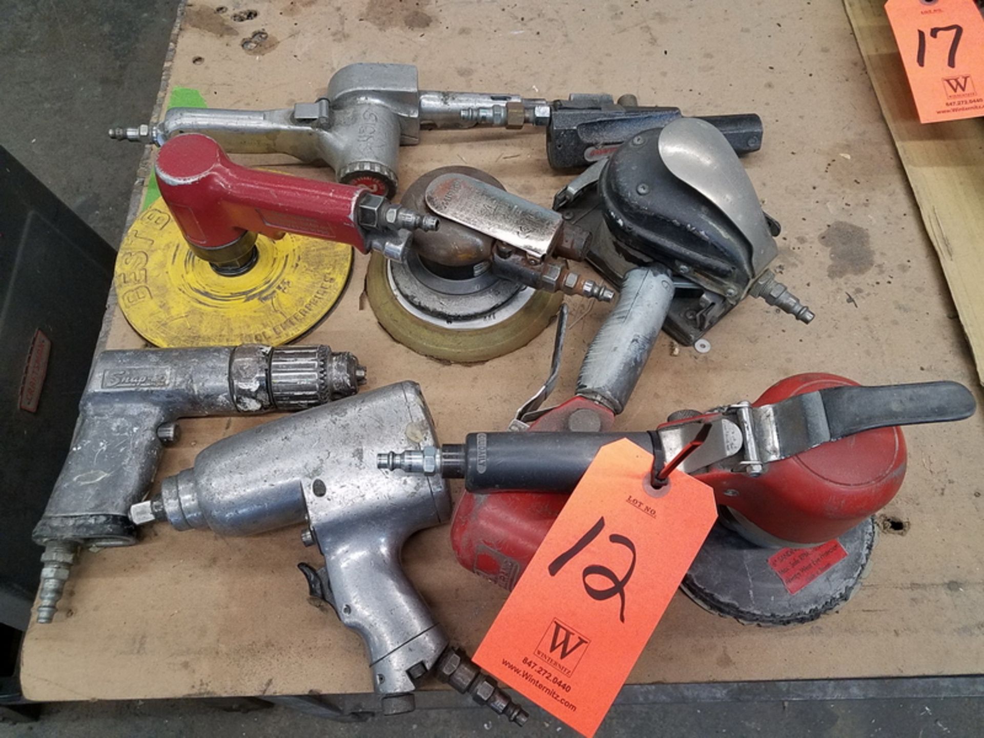 Lot - (9) Assorted Air Tools, to Include: (1) 1/2 in. Impact, (1) Snap-On Air Drill, (2) IR