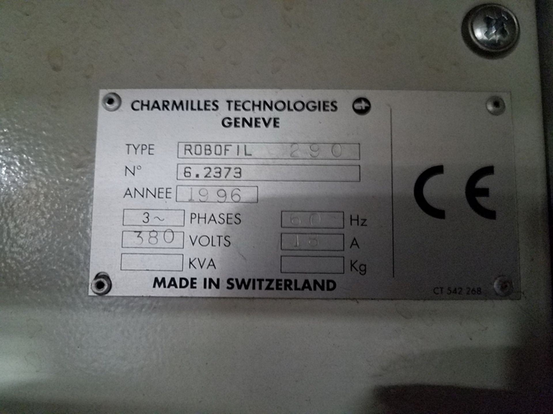 Charmilles Technologies Robofil 290 CNC Wire EDM, S/N: 6.2373/335023 (1996); 380-Volt, 60-Hz, 3- - Image 9 of 9