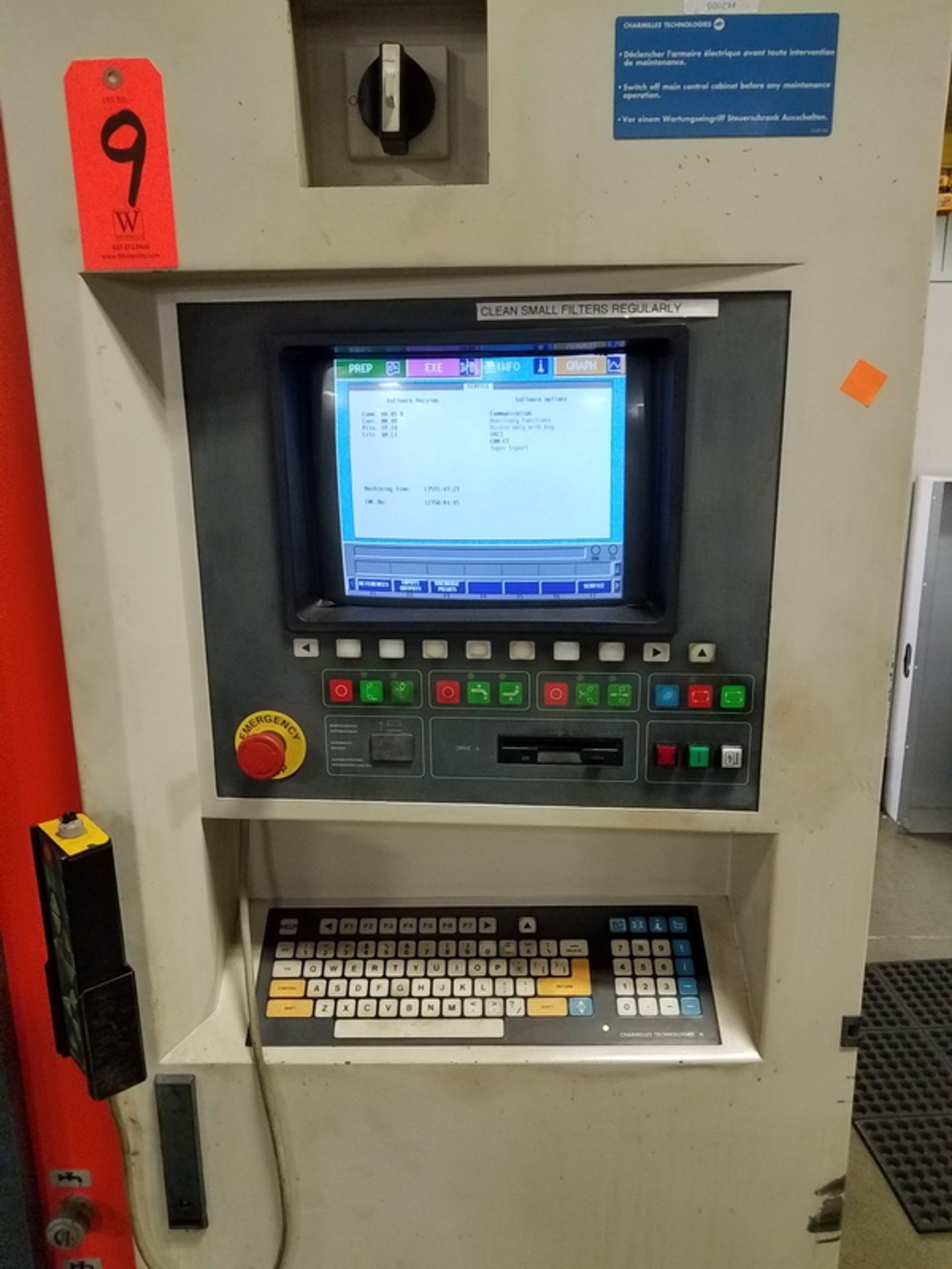 Charmilles Technologies Robofil 290 CNC Wire EDM, S/N: 5.2748/330179 (1996); 380-Volt, 60-Hz, 3- - Image 9 of 11