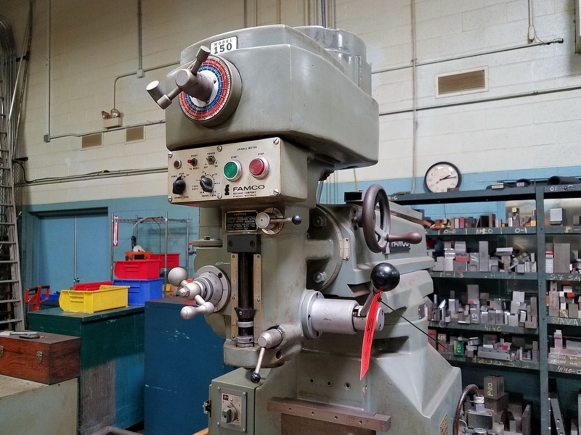 Famco 3-HP Model 150 Vertical Milling Machine, S/N: M-271450; with Rapid Feed, R-8 Spindle, 4.5 - Image 4 of 5