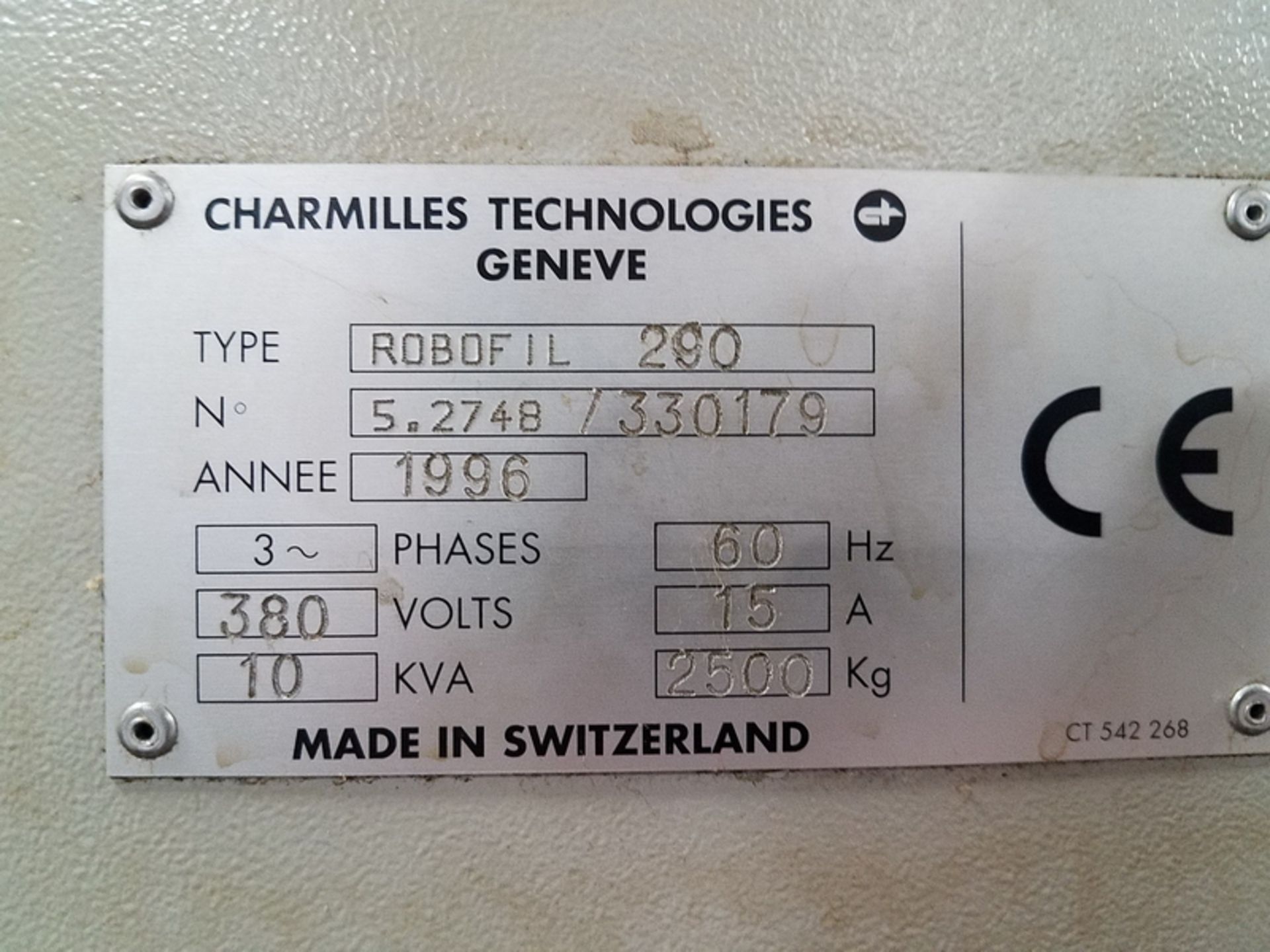 Charmilles Technologies Robofil 290 CNC Wire EDM, S/N: 5.2748/330179 (1996); 380-Volt, 60-Hz, 3- - Image 10 of 11