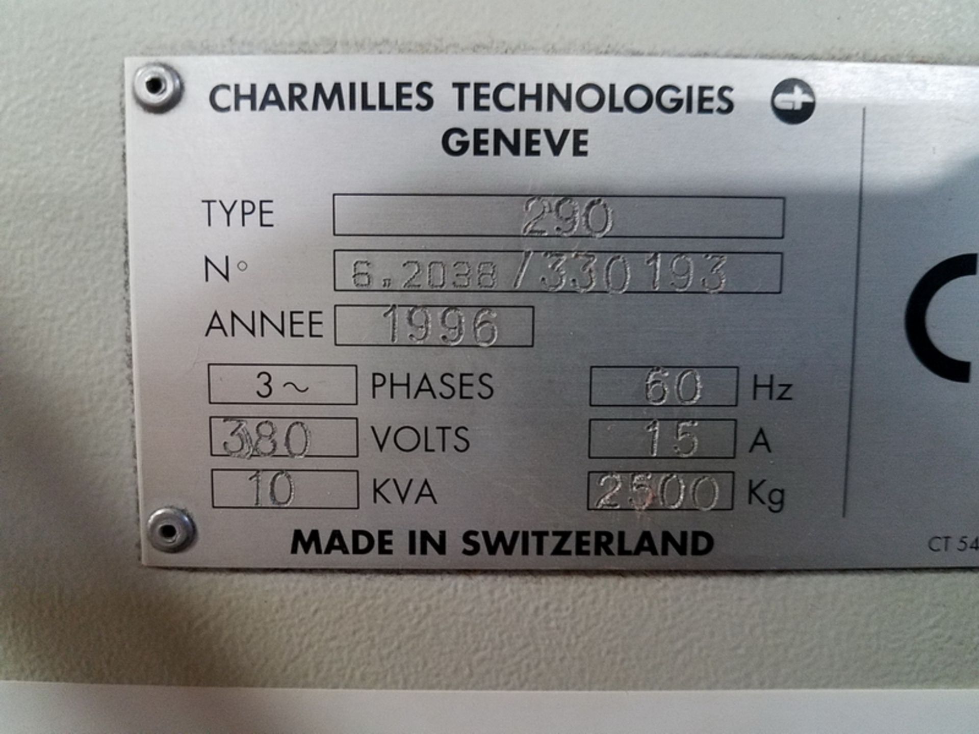 Charmilles Technologies Robofil 290 CNC Wire EDM, S/N: 6.2038/330193 (1996); 380-Volt, 60-Hz, 3- - Image 10 of 10