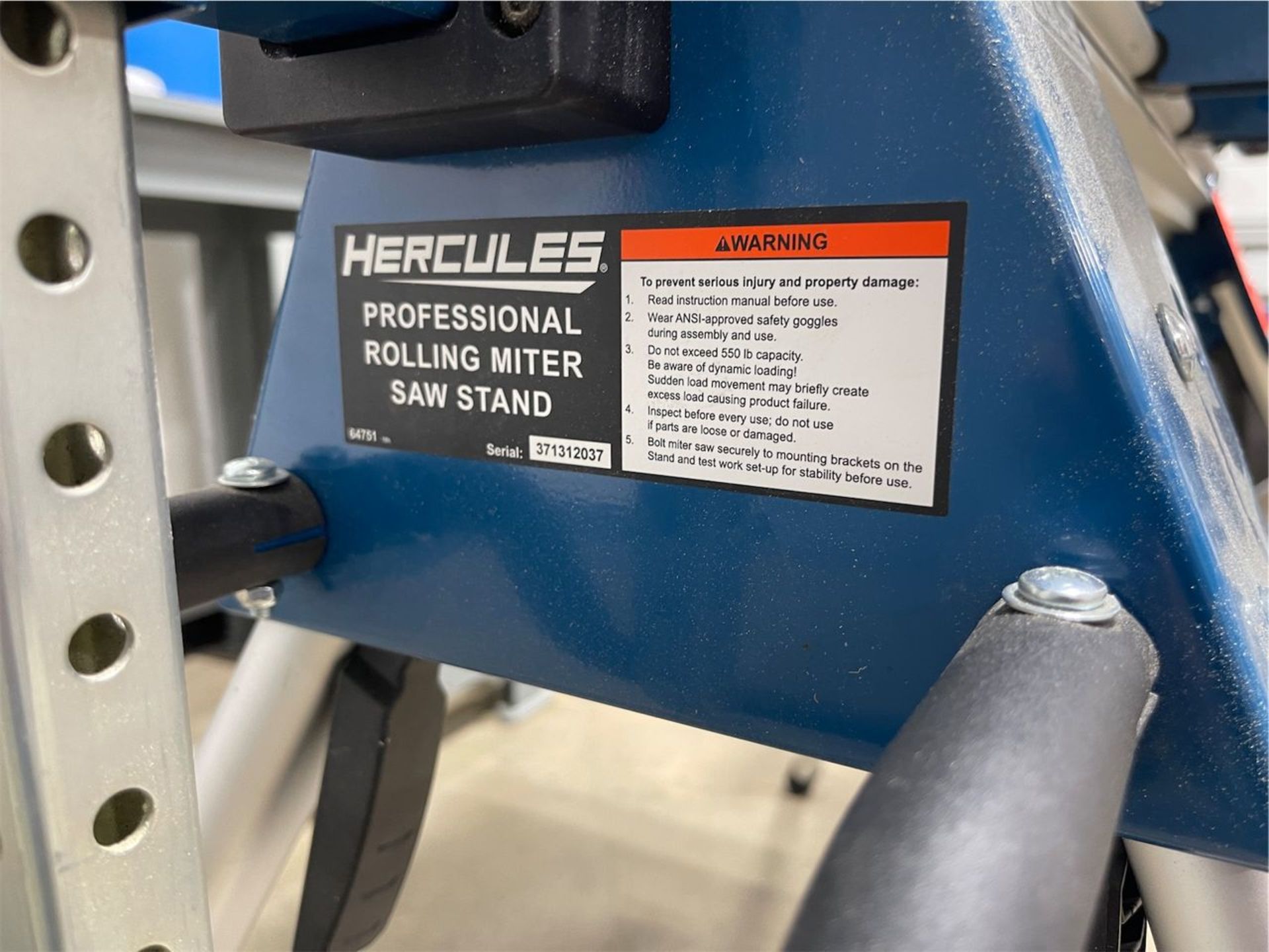 Hercules 10 in. Compact Jobsite Table Saw, 5/8 in. Arbor, on Hercules Mobile Folding Stand - Image 7 of 7