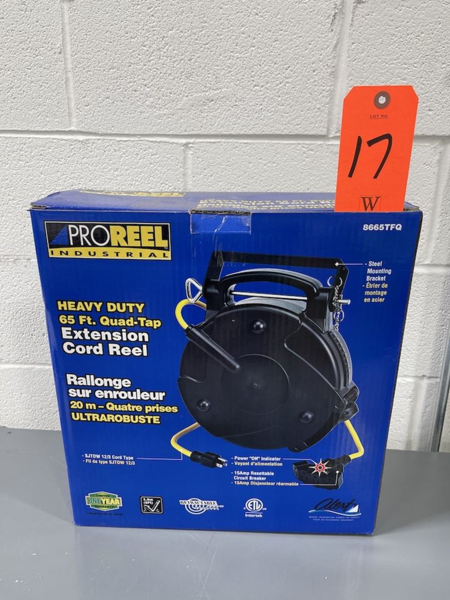 ProReel Model 8665TFQ Heavy Duty 65 ft. Quad-Tap Extension Cord Reel