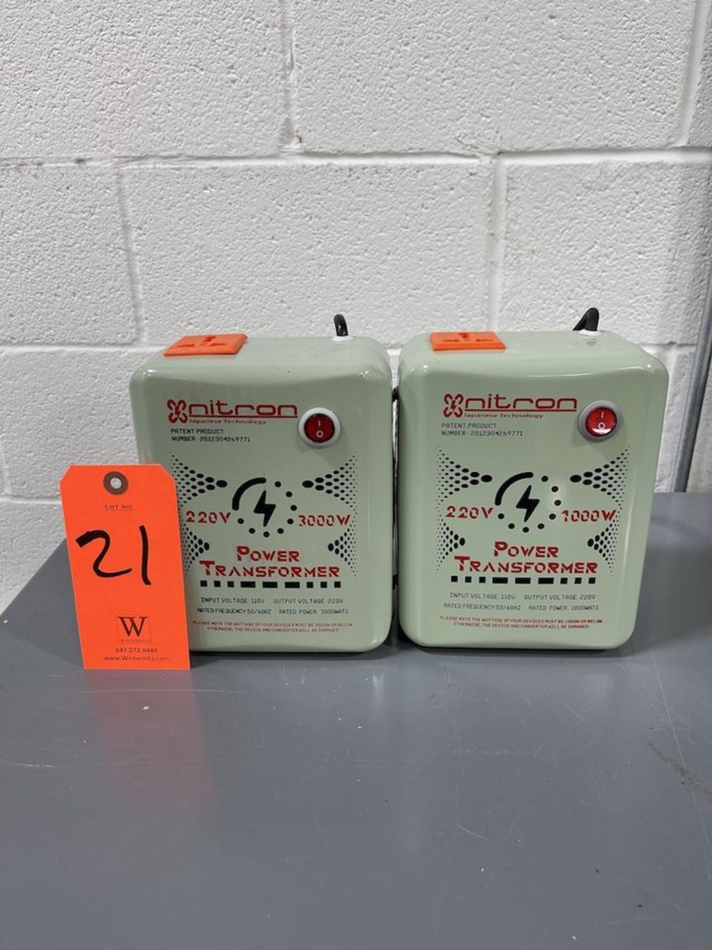 Lot - (2) Nitron Model 2012304269771 Power Transformers, 22-v, 3,000-W