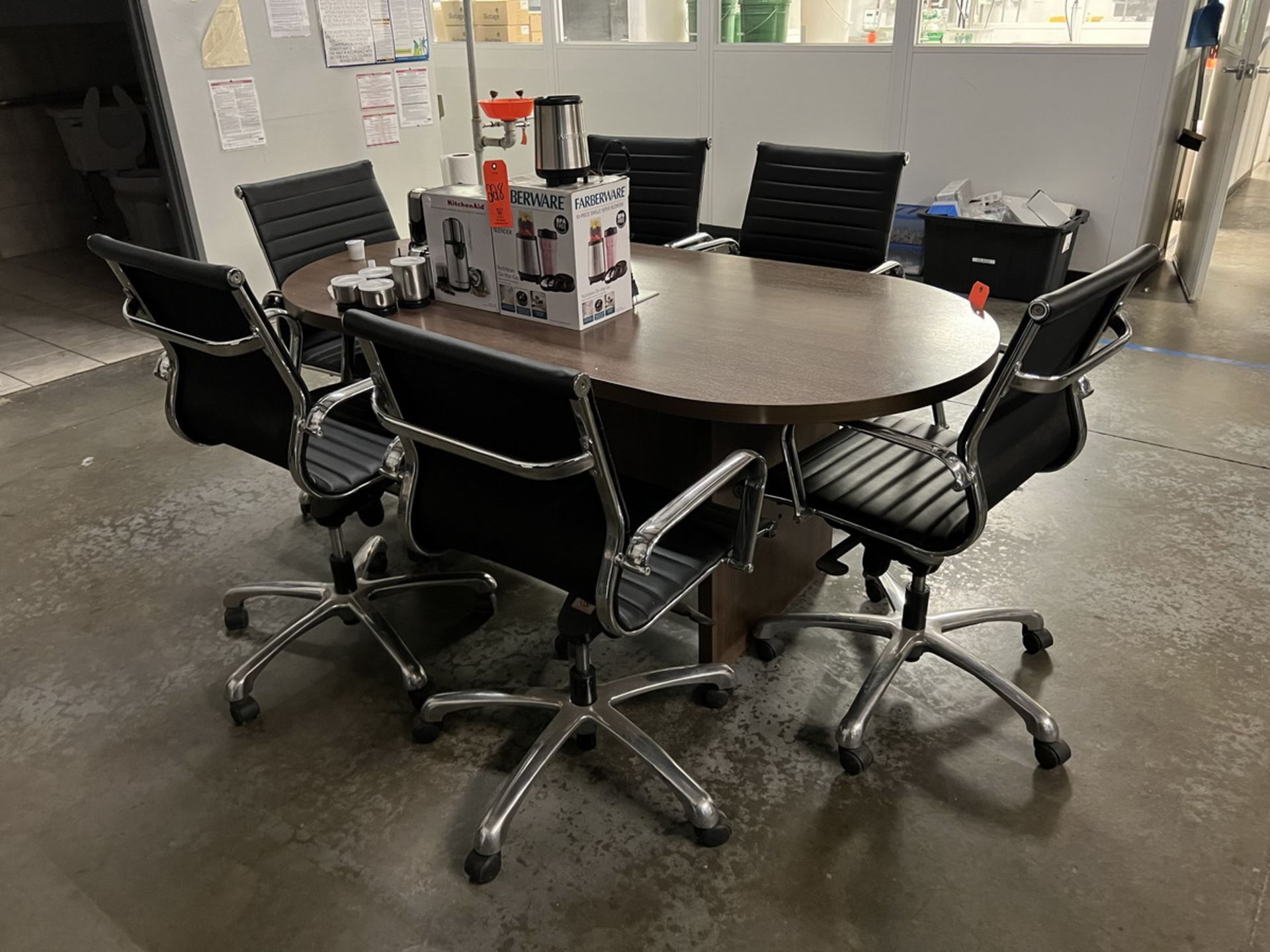 Lot - 71 in. x 36 in. Oval-Shape Conference Table with (6) Conference Chairs - Image 2 of 2