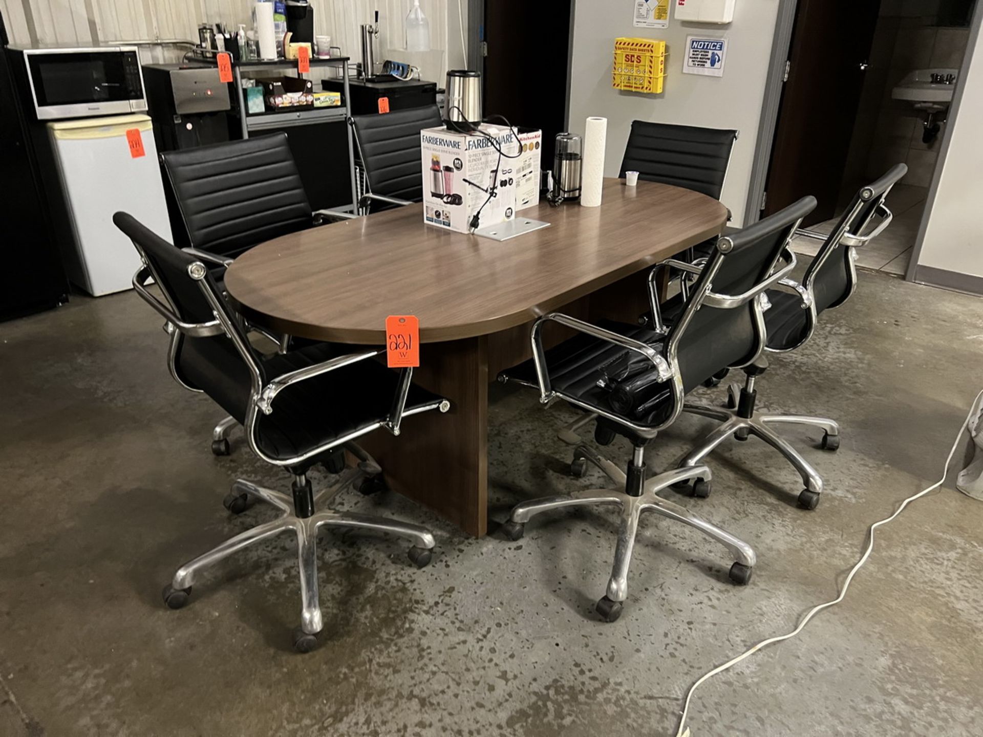 Lot - 71 in. x 36 in. Oval-Shape Conference Table with (6) Conference Chairs