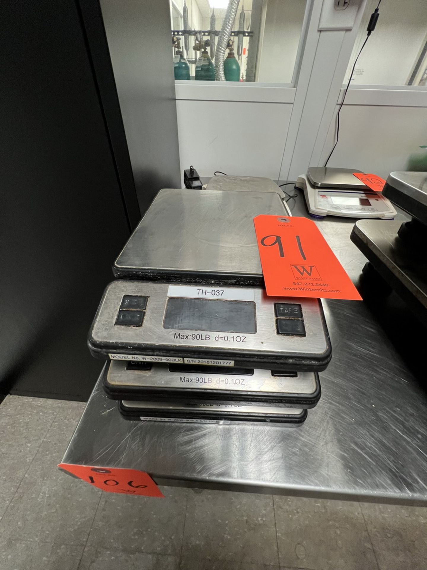 Lot - (3) Sercom Model W-2809 Bench-Top Digital Scales; 90 lb. Max. Capacity