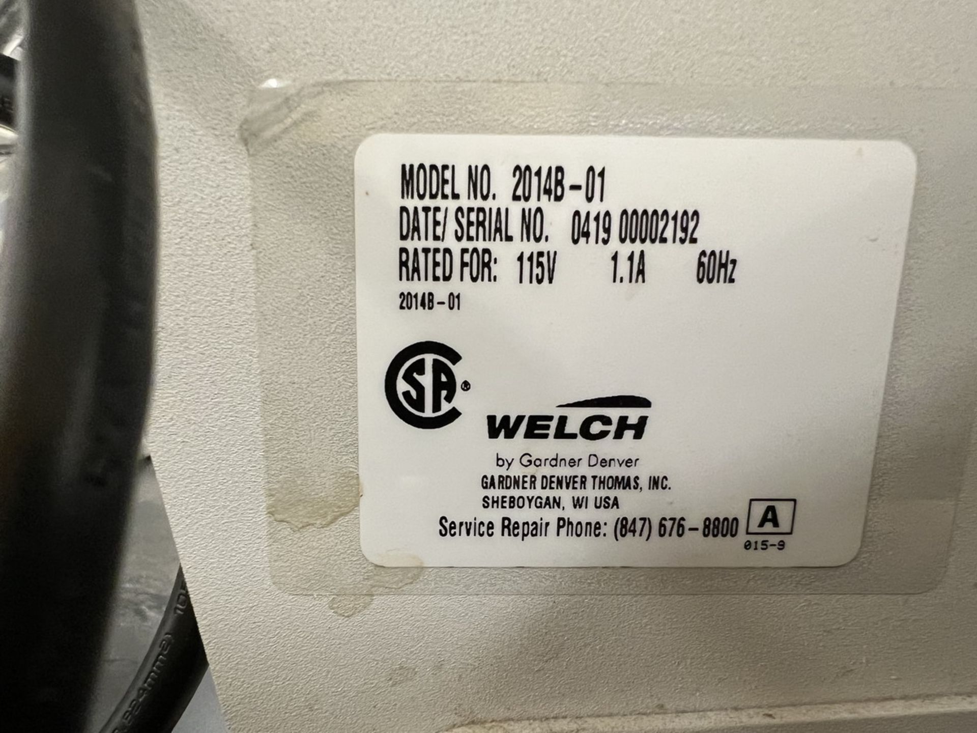 Welch Model 2104B-01 DryFast Chemical Duty Diaphragm Pump, S/N: 0419-00002192 (2019); 35l/min - Image 4 of 4