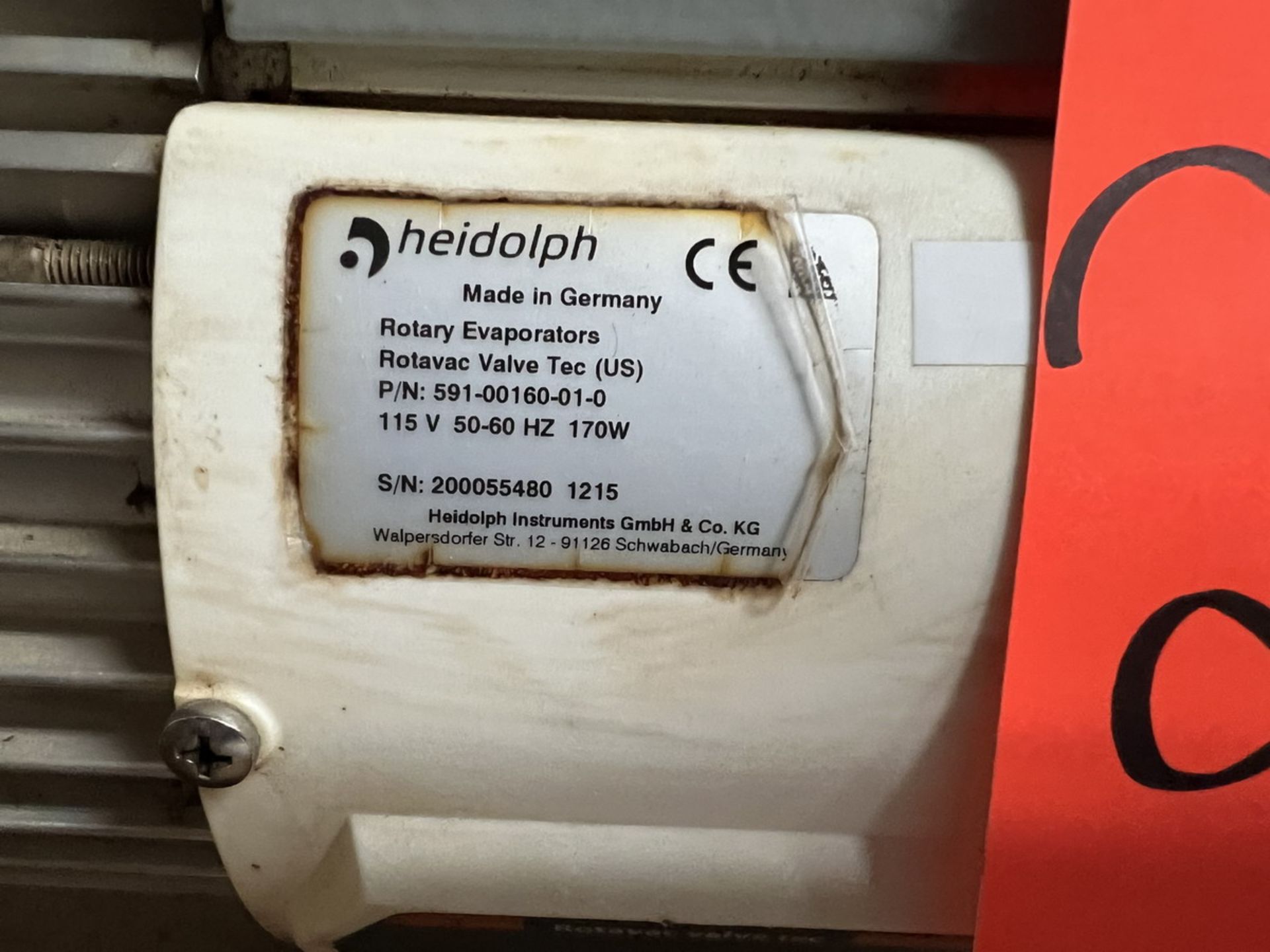 Heidolph Model 591-00160-01-0 Rotary Evaporators Rotavac Valve Tec Vacuum Pump, S/N: 200055480 1215; - Image 4 of 4