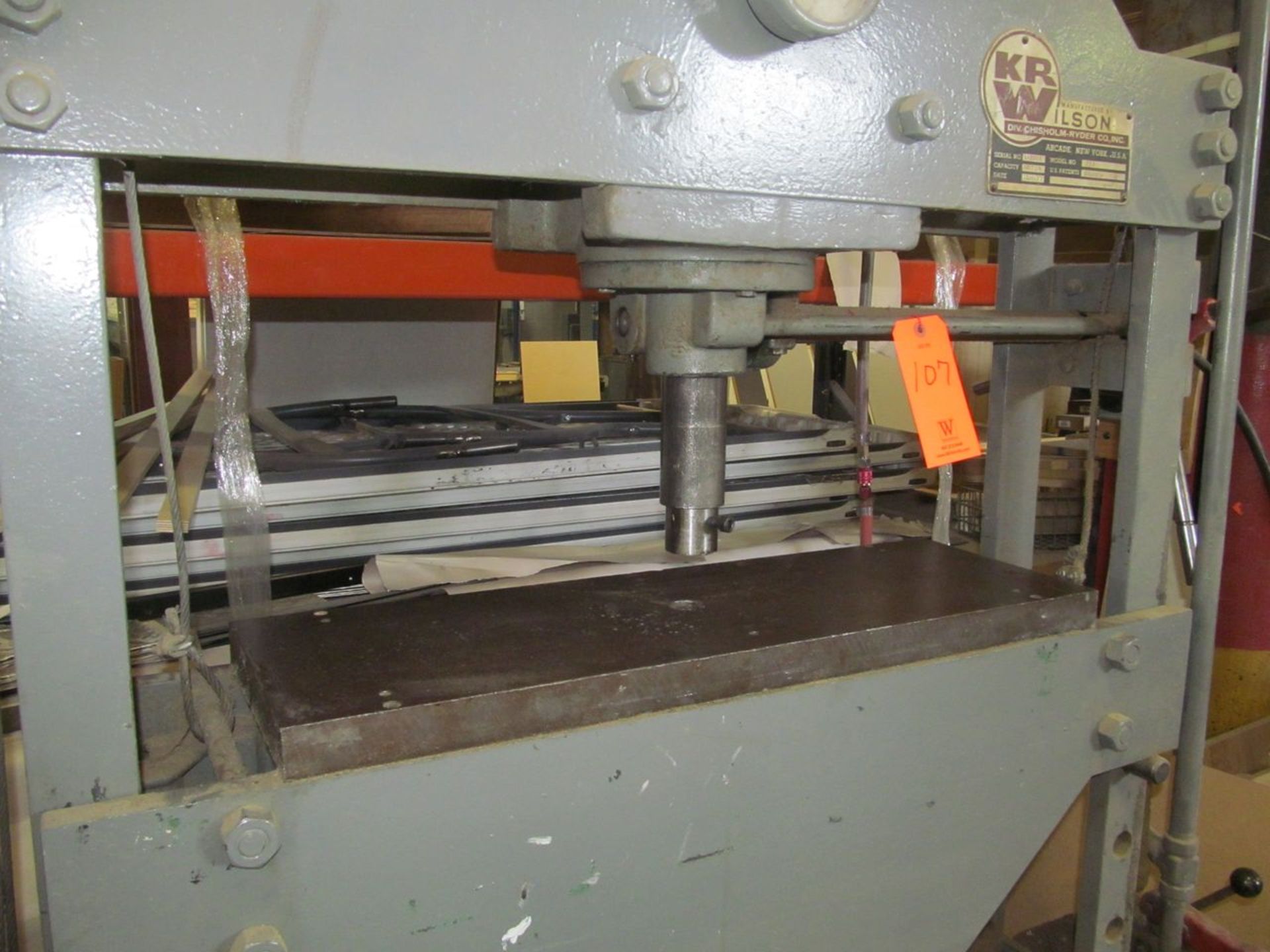 KR Wilson 60-Ton Capacity Model 37G Hydraulic H-Frame Press, S/N: A-3255; with 30 in. x 10 in. - Image 4 of 7