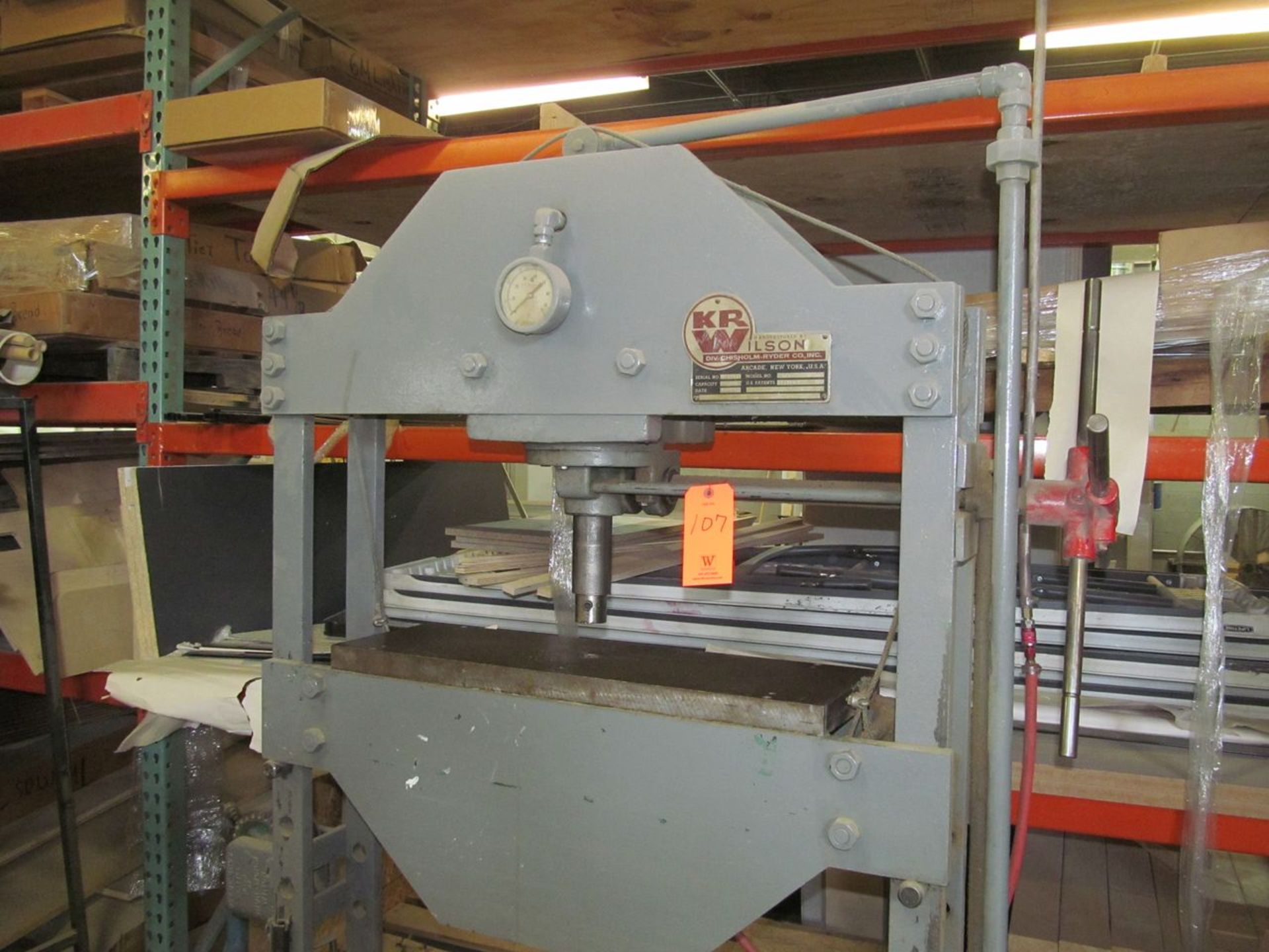 KR Wilson 60-Ton Capacity Model 37G Hydraulic H-Frame Press, S/N: A-3255; with 30 in. x 10 in.