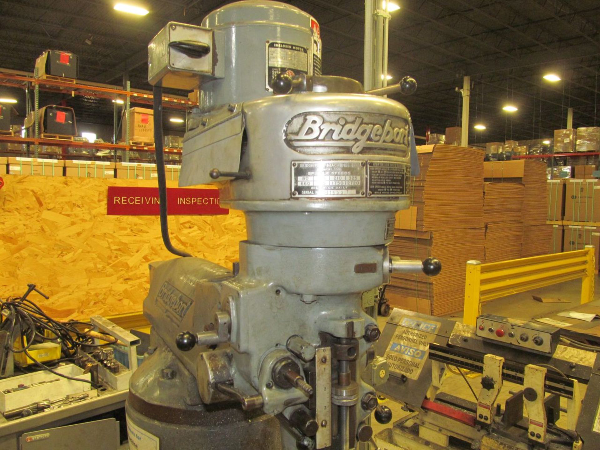 Bridgeport 1-1/2 HP Vertical Milling Machine, S/N: 12BR117828; with 9 in. x 42 in. T-Slot Production - Image 5 of 5