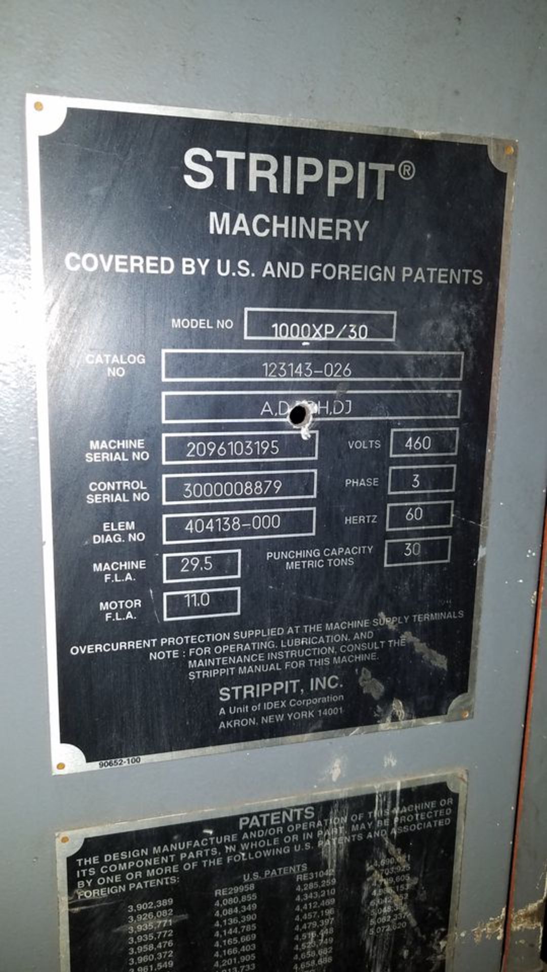 Strippit 30-Ton Model 1000XP/30 CNC Turret Punch Press, S/N: 2096103195; with GE Fanuc Series O-P - Image 7 of 8