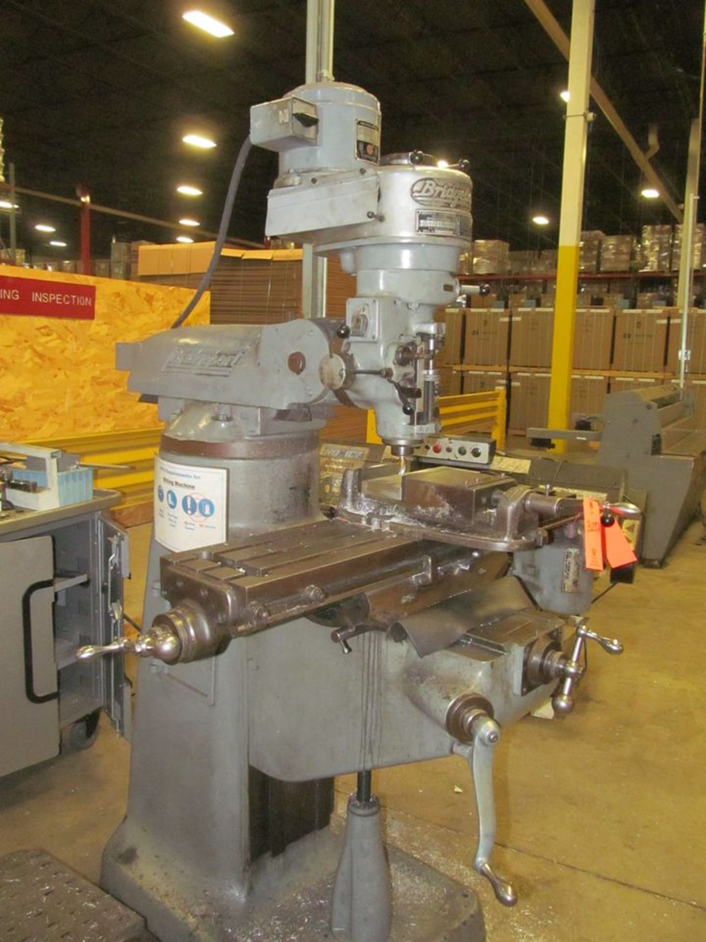 Bridgeport 1-1/2 HP Vertical Milling Machine, S/N: 12BR117828; with 9 in. x 42 in. T-Slot Production - Image 3 of 5