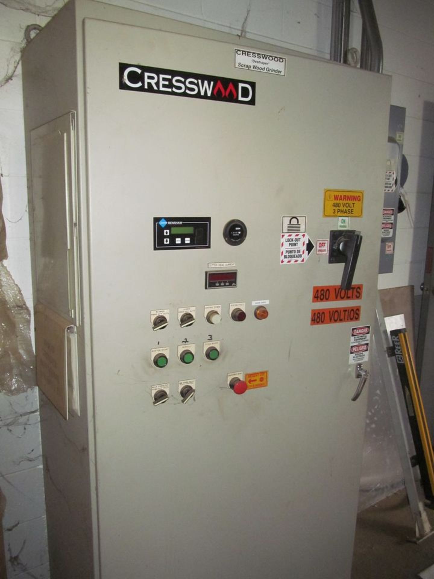 Cresswood 75-HP HF-60 Series "Destroyer" Model HF6075ST Scrap Wood Grinder, S/N; 1470302; with - Image 4 of 8