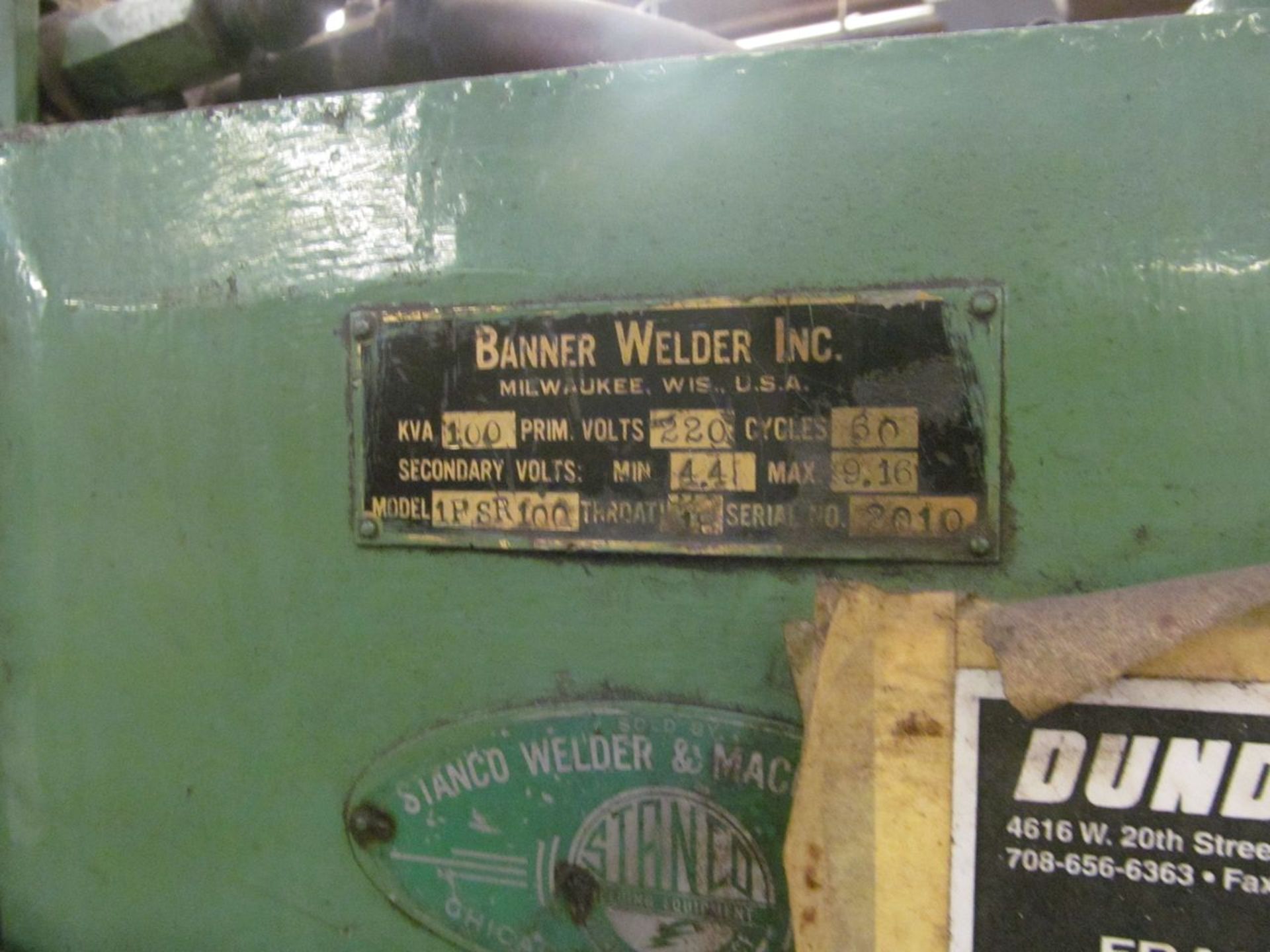 Banner 100-KVA Model 1PSR100 Spot Welder, S/N: 2000; with 12 in. Throat, Entron EN1000 Controls, - Image 6 of 7