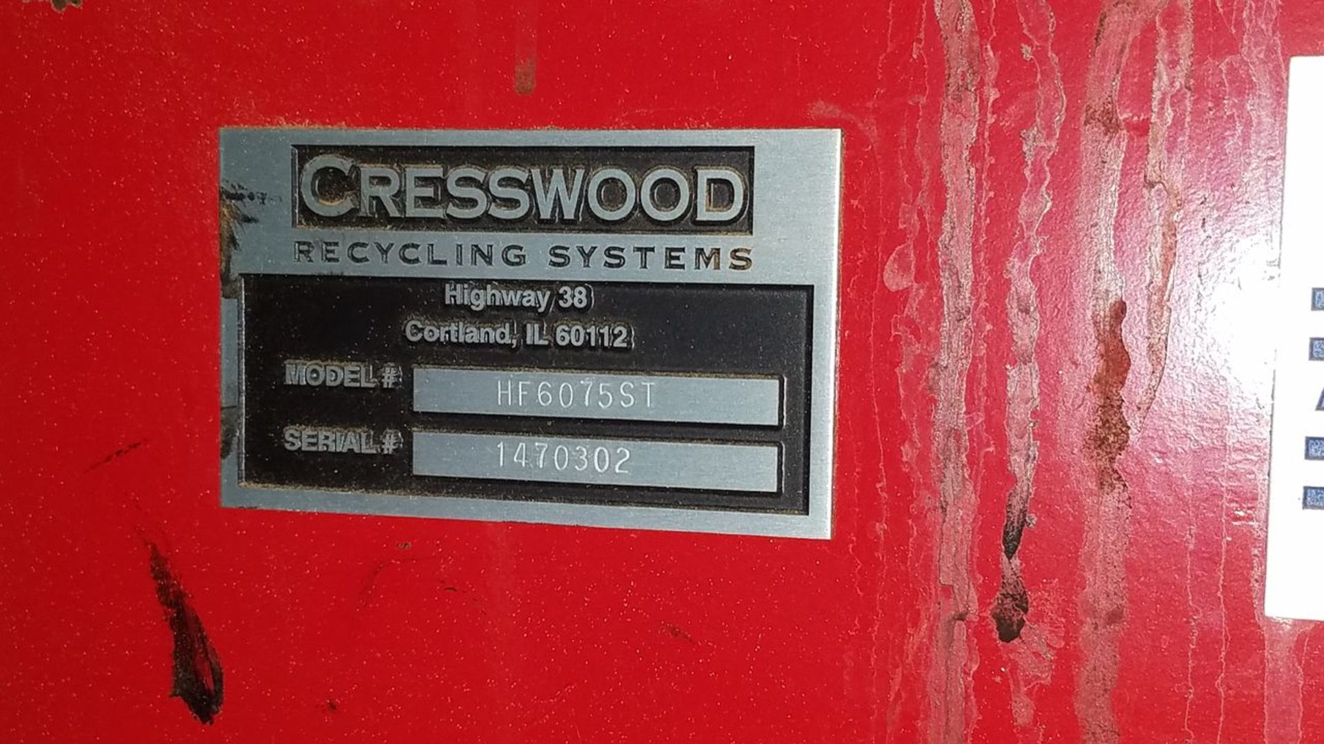 Cresswood 75-HP HF-60 Series "Destroyer" Model HF6075ST Scrap Wood Grinder, S/N; 1470302; with - Image 7 of 8