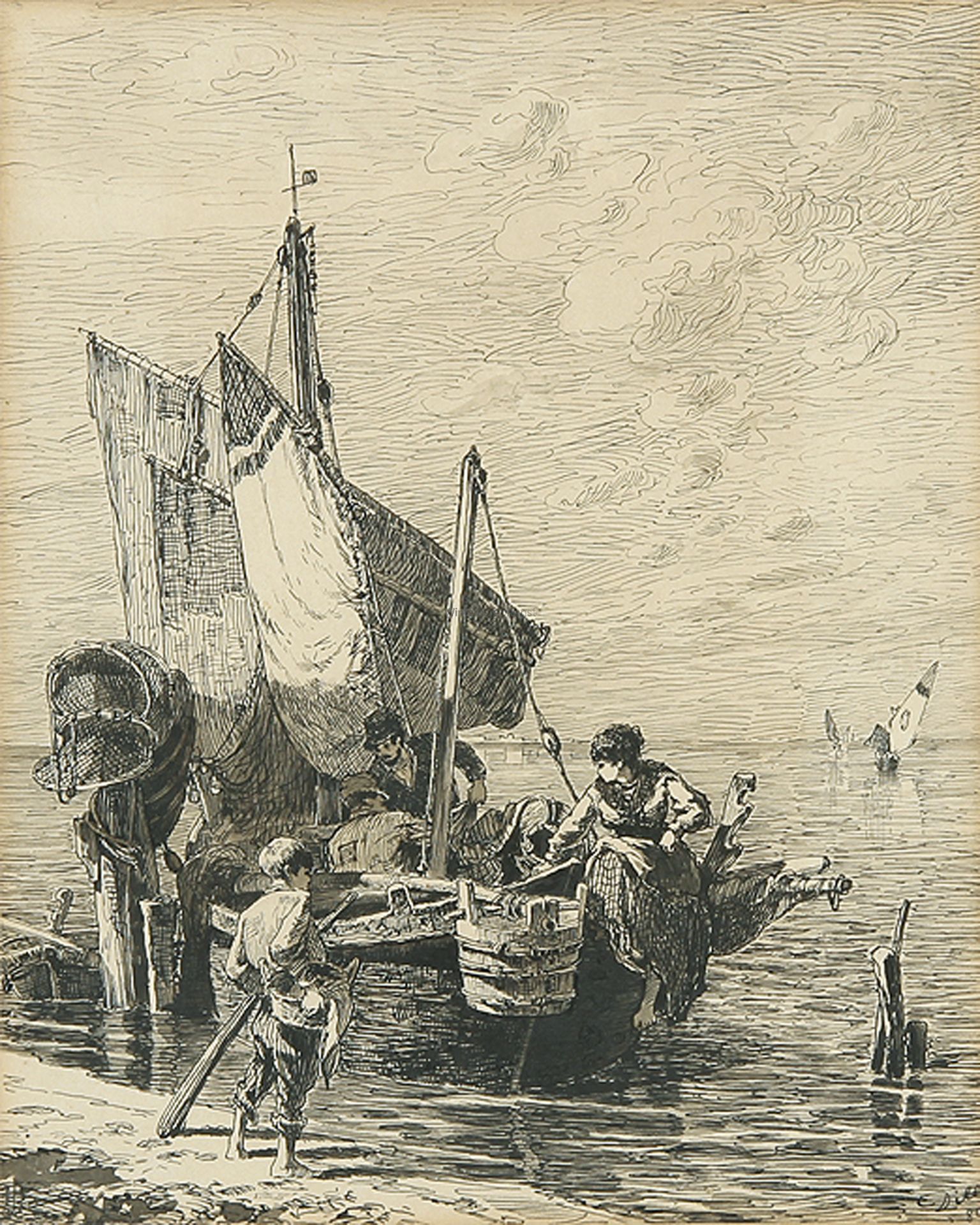 LUDWIG DILL: Venezianisches Fischerboot vor Chioggia.