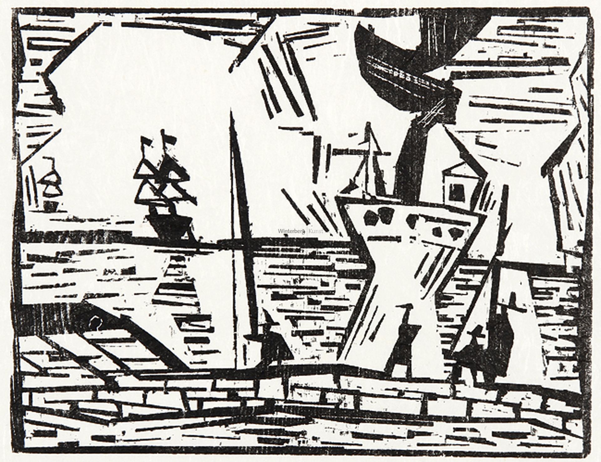 LYONEL FEININGER: Auf der Quaimauer.