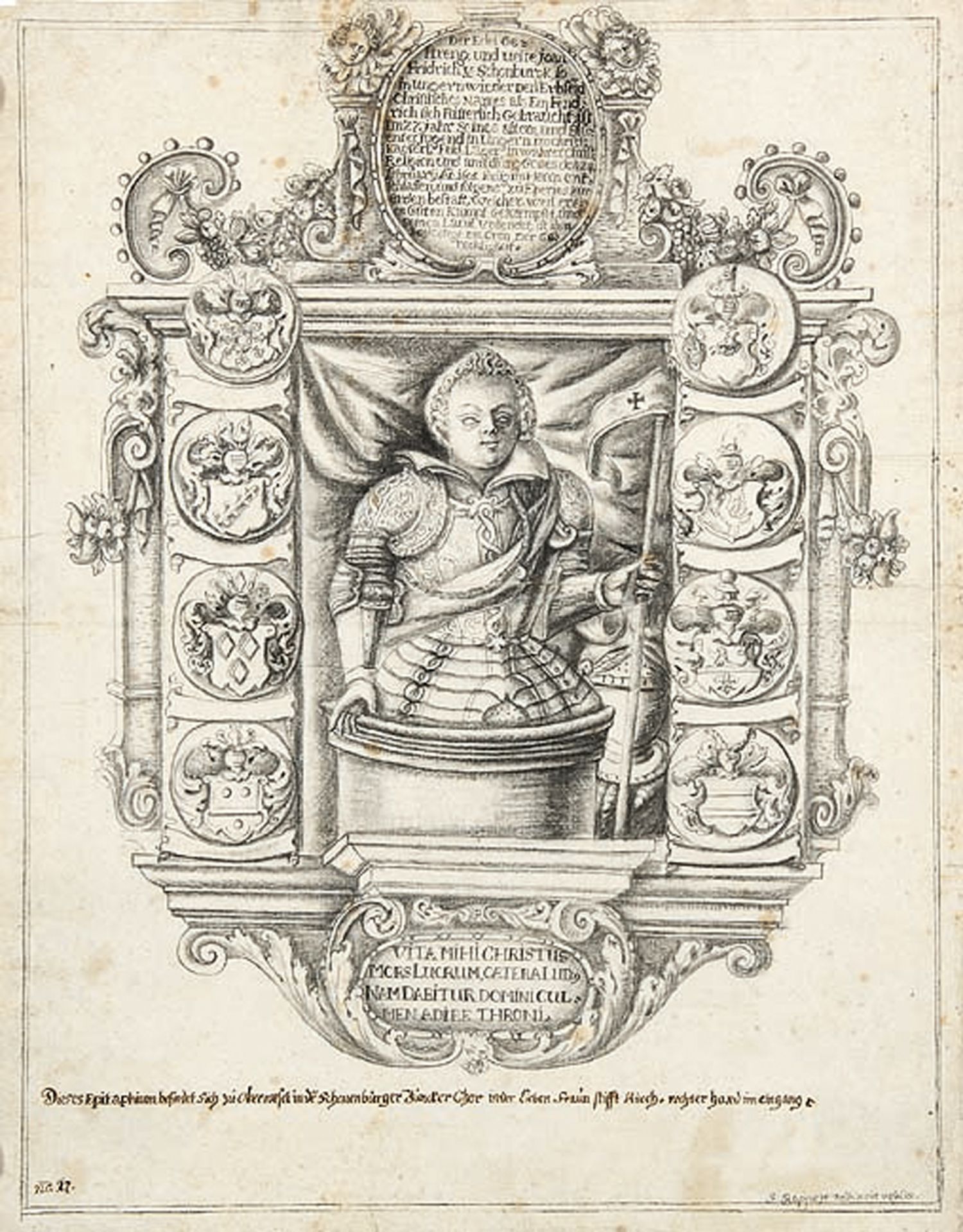 DEUTSCHER KÜNSTLER: Epitaph für Johann Friedrich von Schönburg. Der Fähnrich der kaiserlichen Armee
