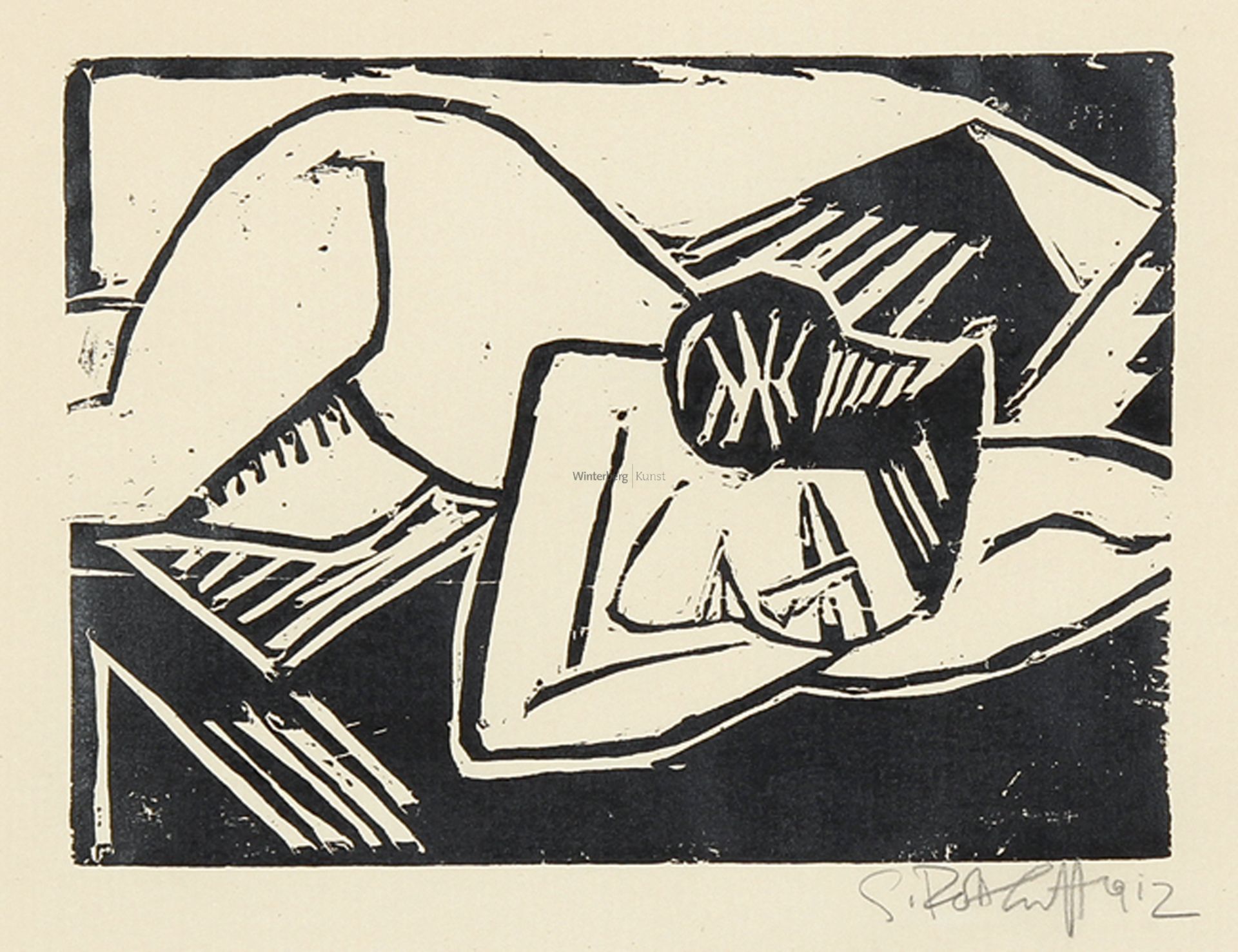 KARL SCHMIDT-ROTTLUFF: Liegendes Mädchen.