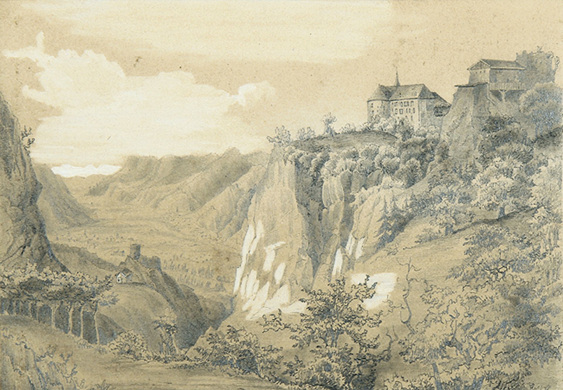 PHILIPPE BENOIST: Vue du Château de Tyrol et de Merano.