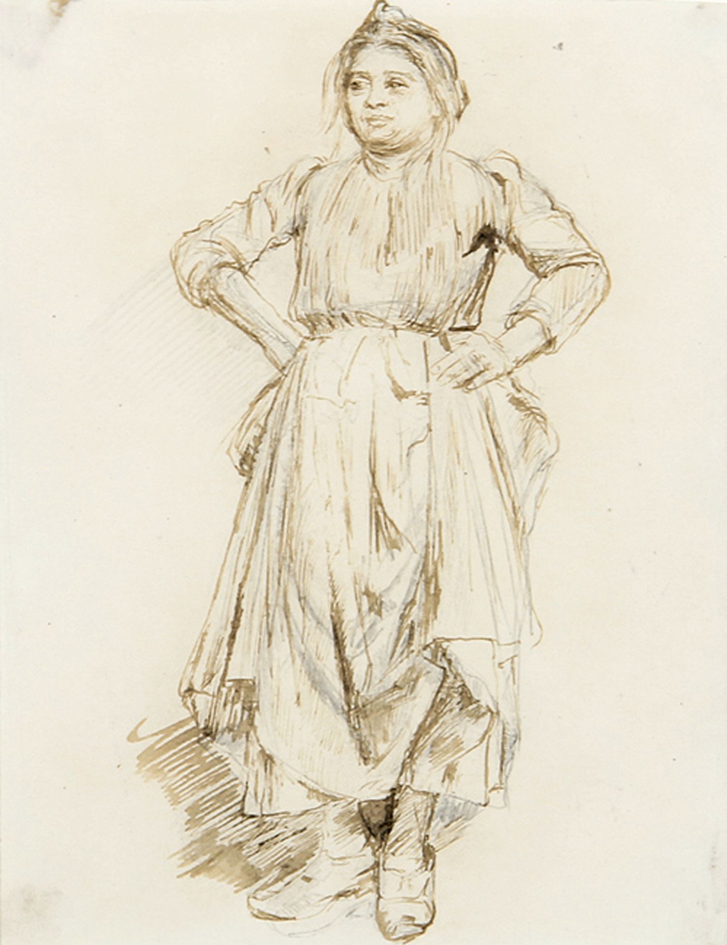 VINCENZO GEMITO: Giuseppina, die Tochter des Künstlers, stehend - Zwei Kopfstudien von Giuseppina.