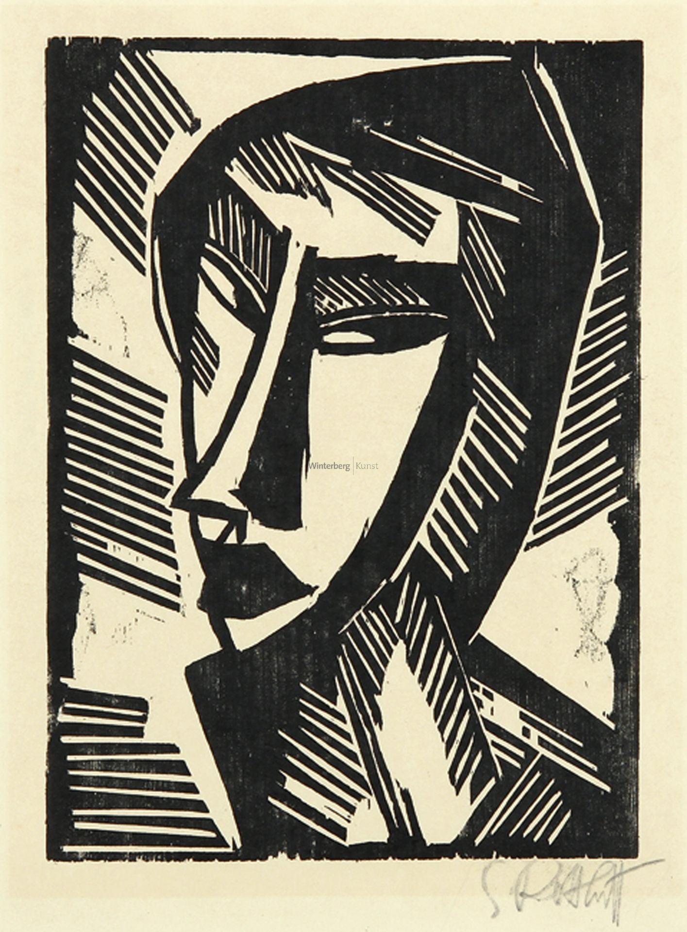 KARL SCHMIDT-ROTTLUFF: Weiblicher Kopf (Mädchenkopf).